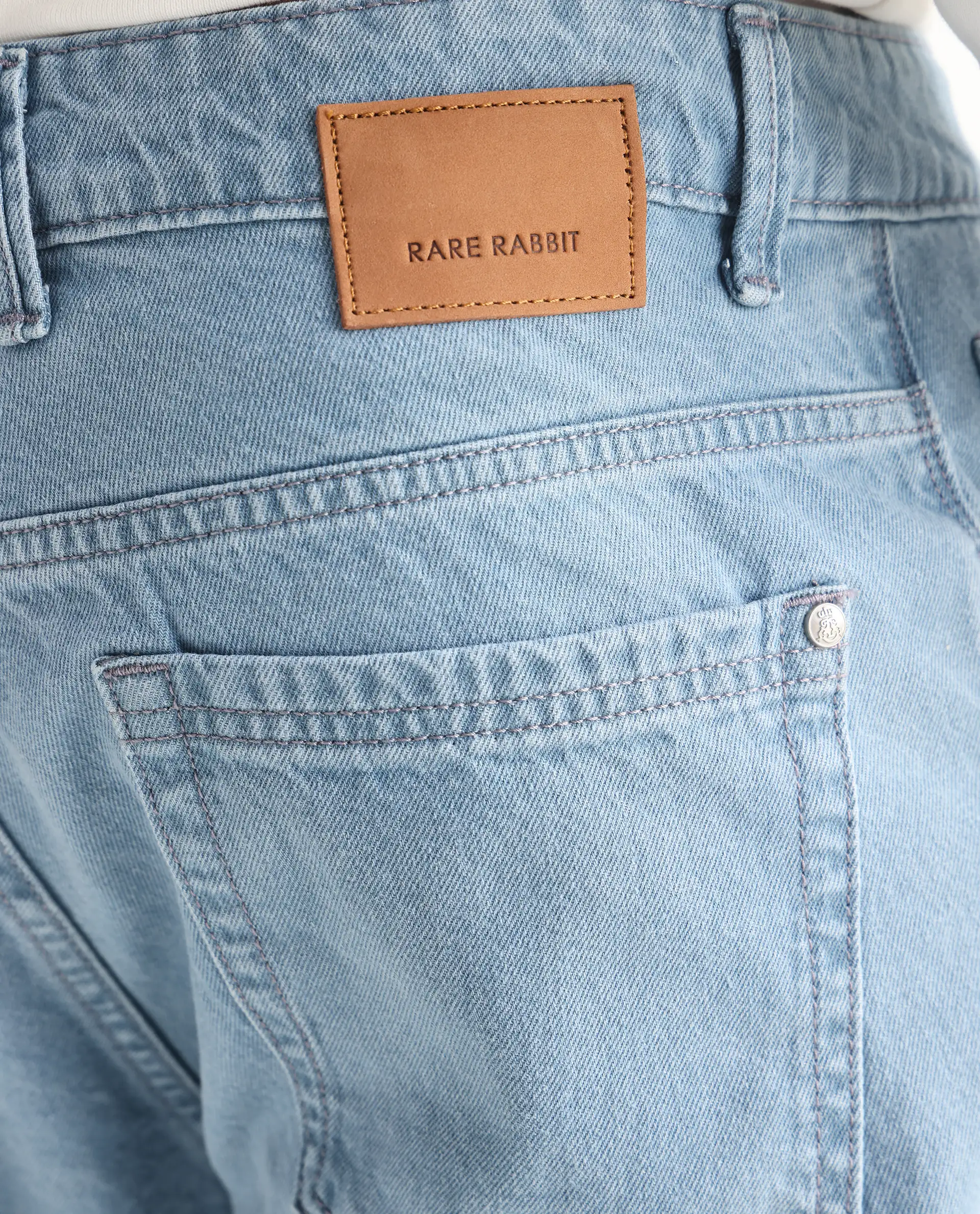 Rare Rabbit Men's Gleb Light Blue Cotton Plain Kurt Carrot Fit Jeans - Image 9