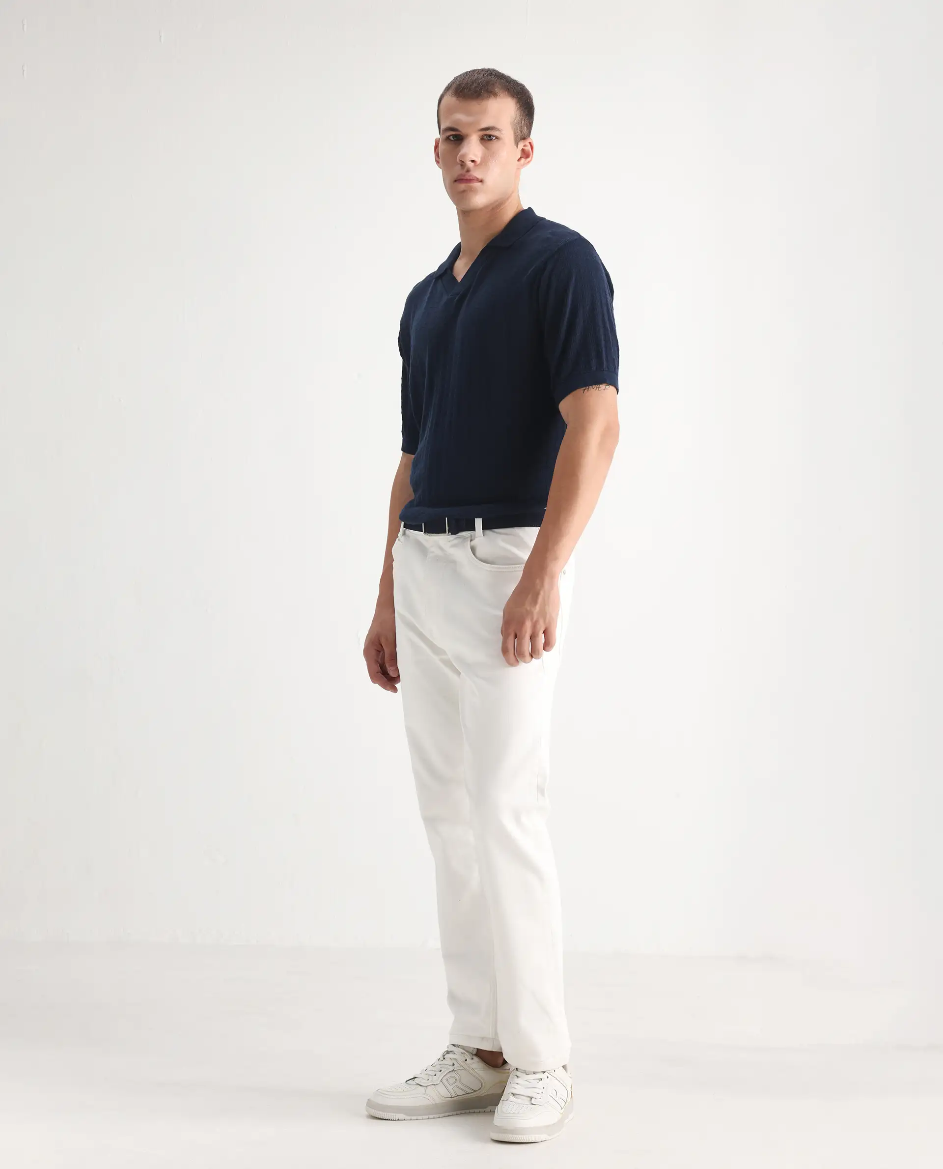 Rare Rabbit Men's Glebon White Cotton Plain Morris Regular Fit Jeans - Image 3