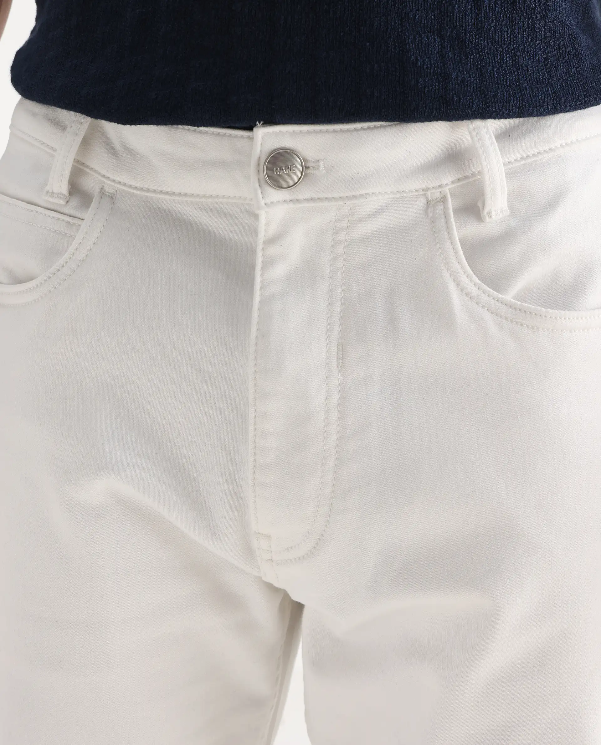 Rare Rabbit Men's Glebon White Cotton Plain Morris Regular Fit Jeans - Image 6