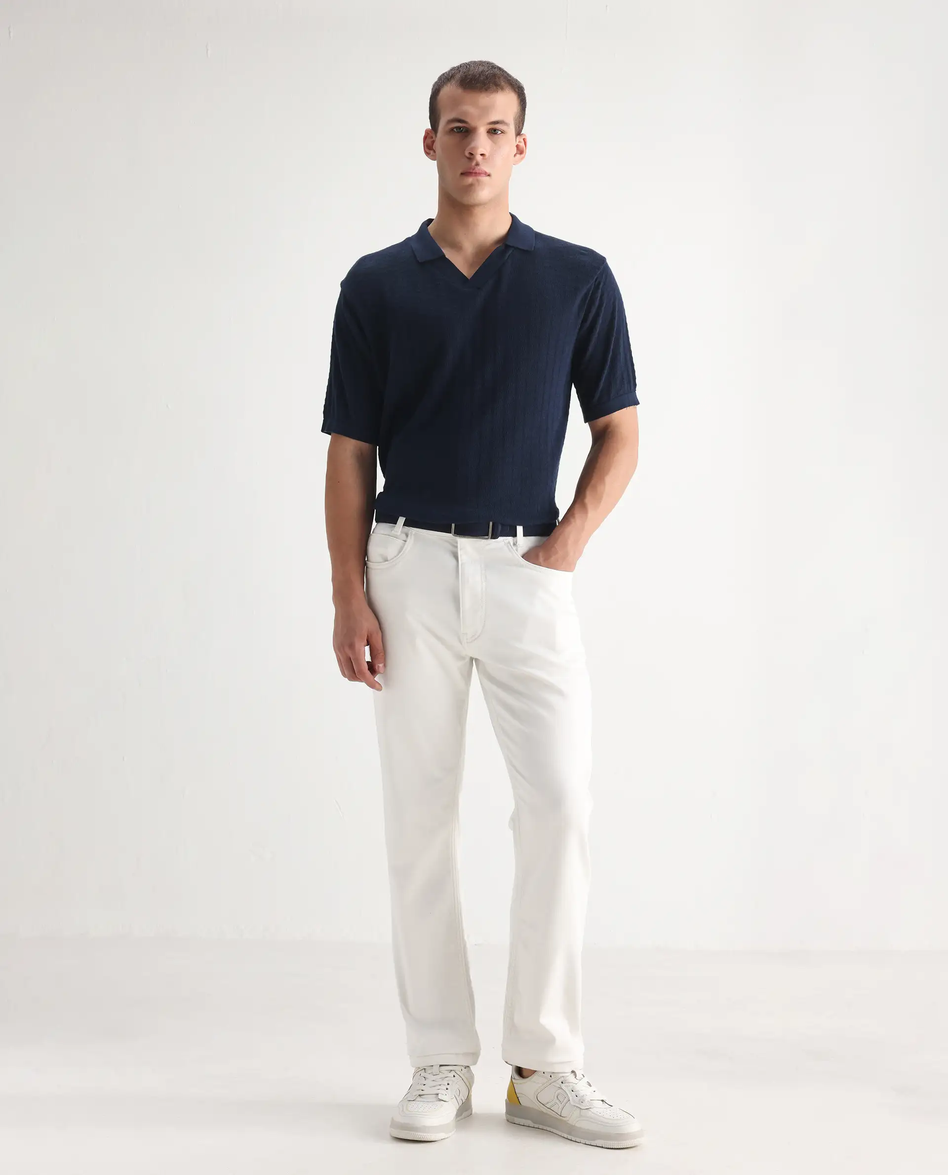 Rare Rabbit Men's Glebon White Cotton Plain Morris Regular Fit Jeans - Image 8