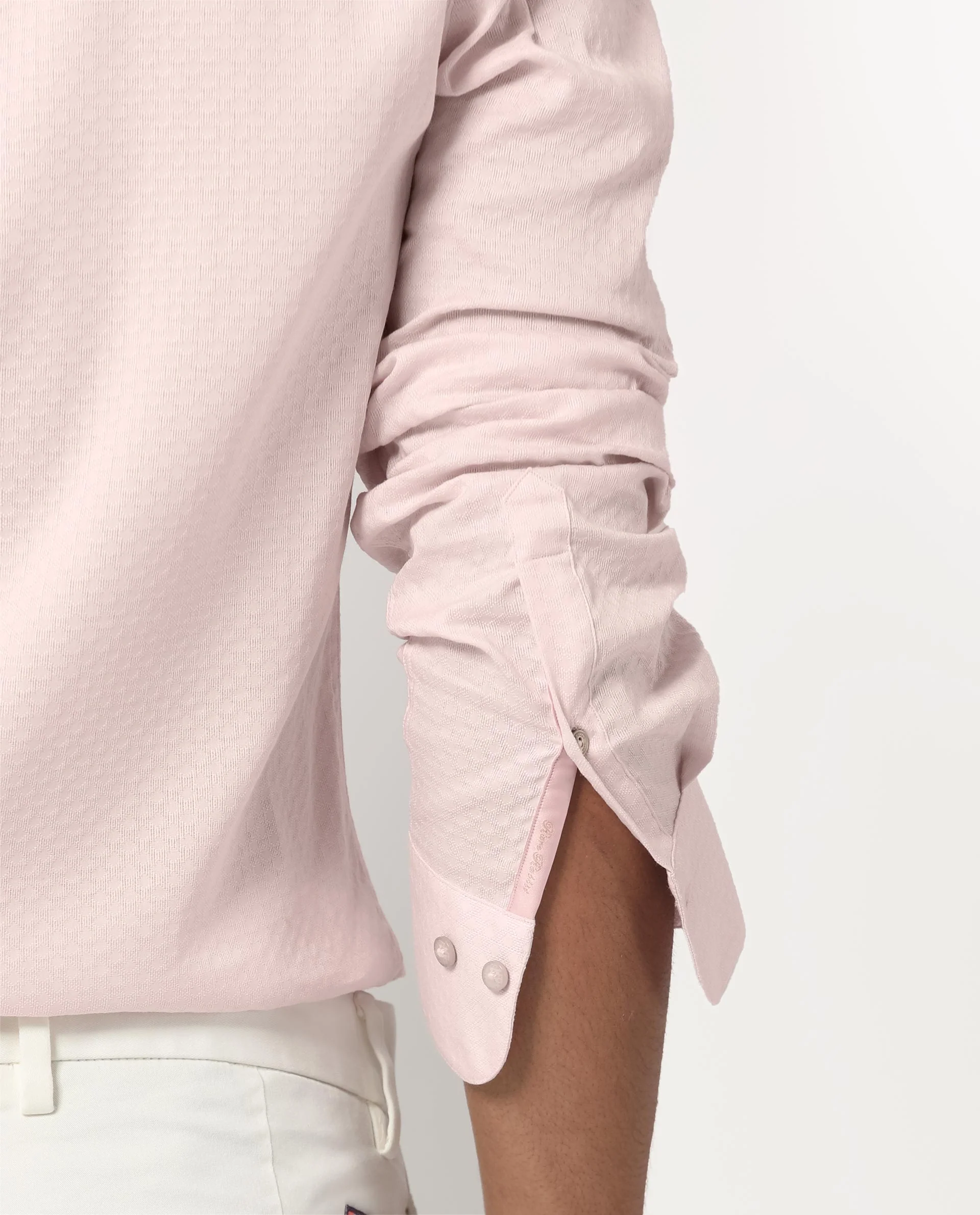 Rare Rabbit Men's Gleny Pink Cotton Plain Tailored Fit Full Sleeve Collared Shirt - Image 5