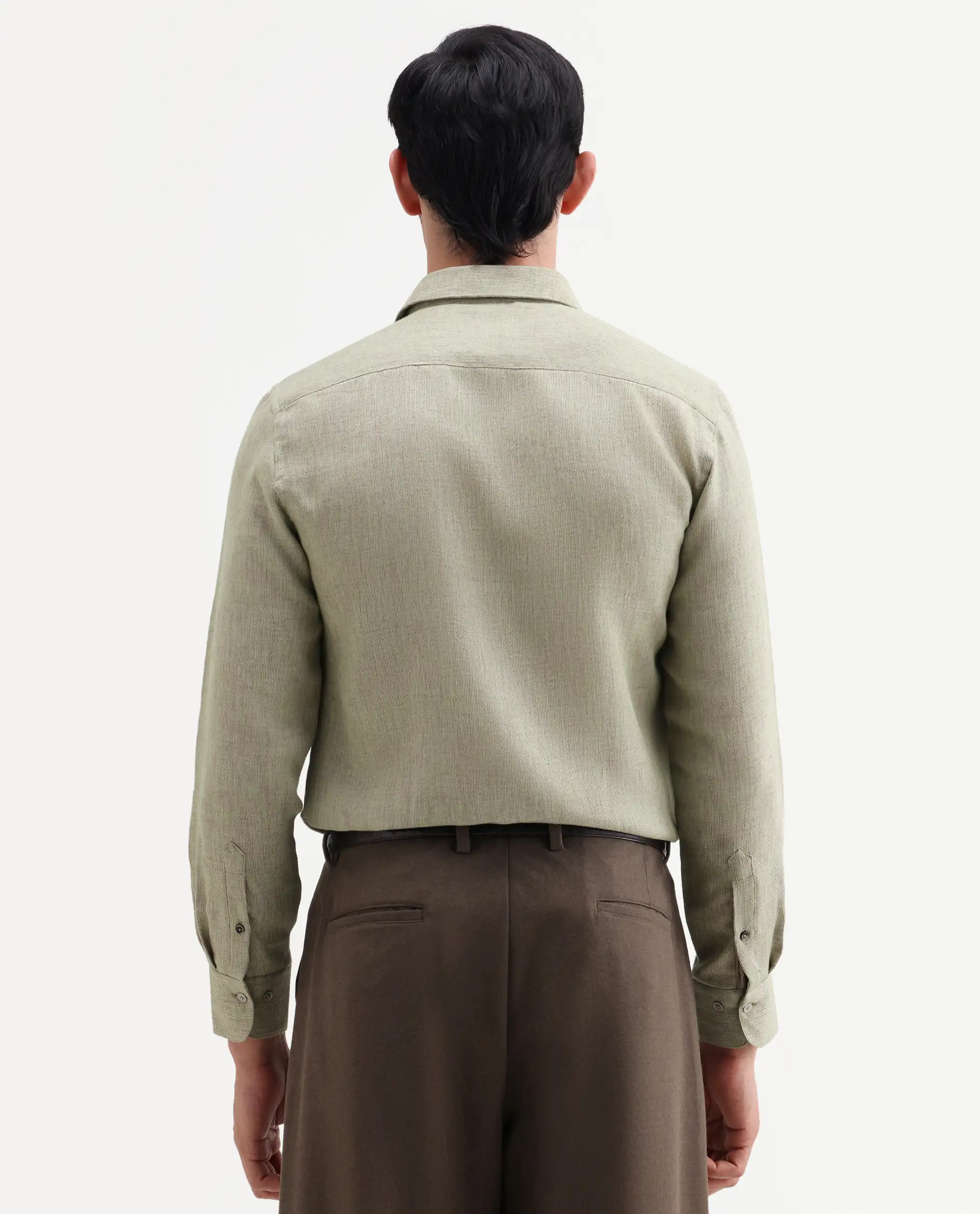 Rare Rabbit Men's Glet-26 Fluorescent Green Polyester Blend Fabric Full Sleeve Collared Regular Fit Plain Shirt - Image 7