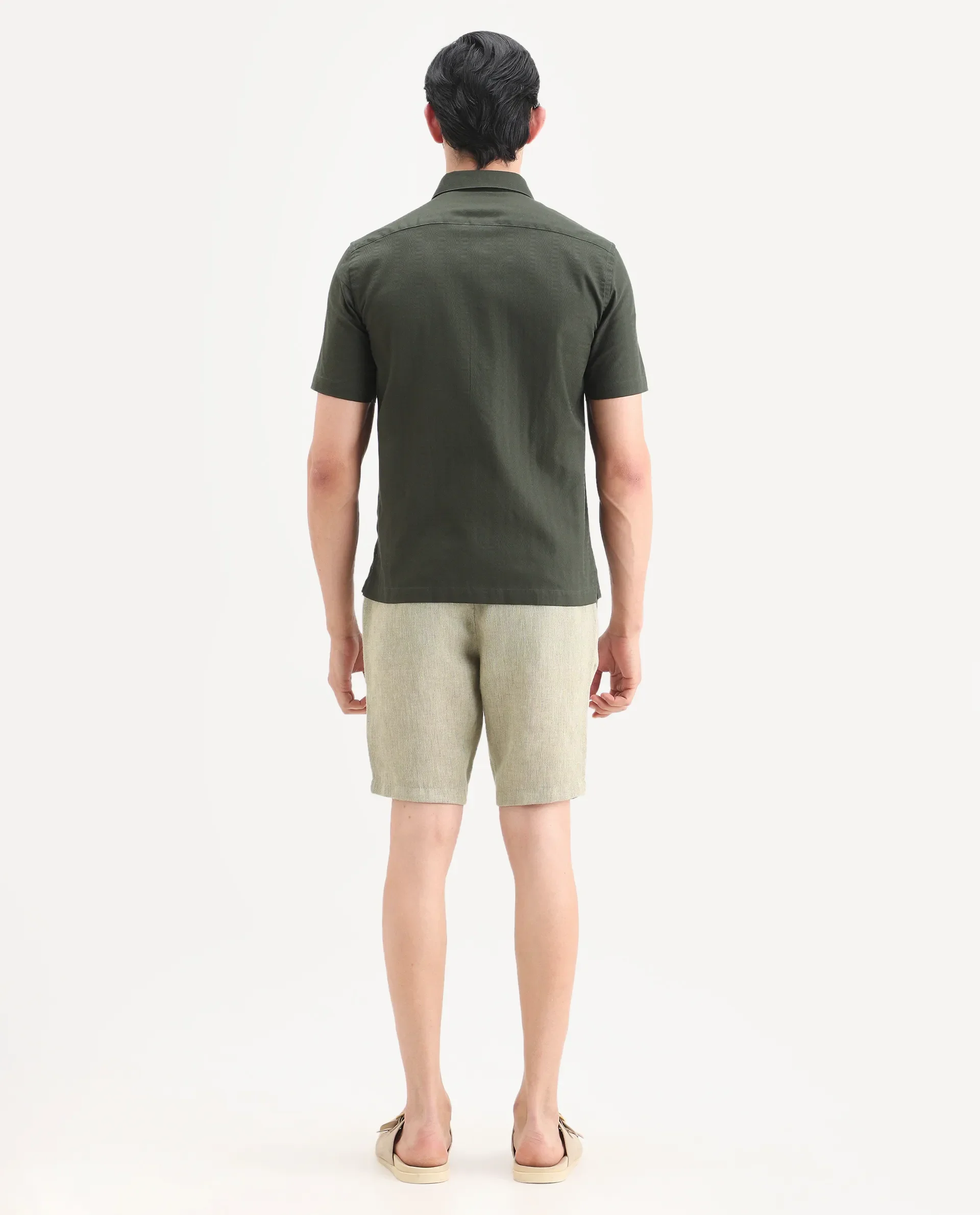 Rare Rabbit Men's Glet-B Flourscent Green Polyester Blend Fabric Regular Fit Textured Shorts - Image 7