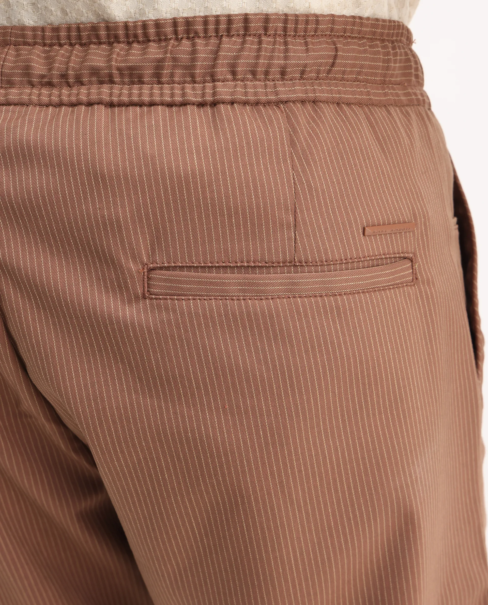 Rare Rabbit Men's Glew Rust Cotton Striped Print Regular Fit Trouser - Image 7
