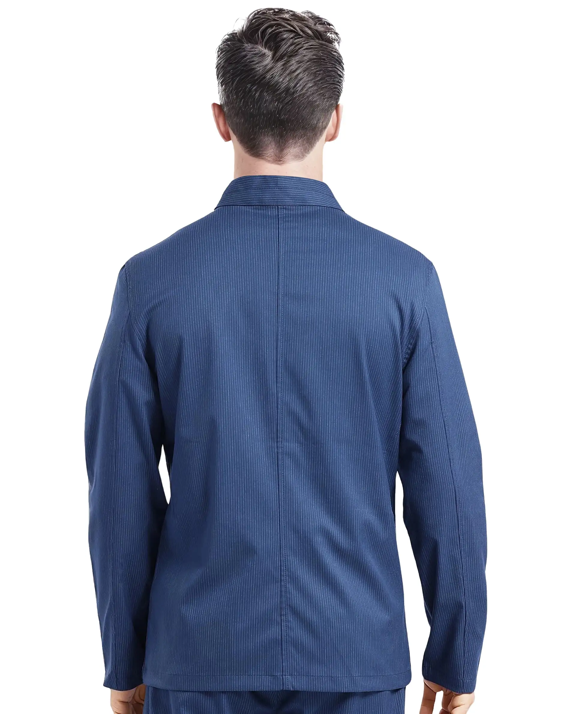 Rare Rabbit Men's Glewt Dark Teal Polyester Blend Striped Print Regular Fit Full Sleeve Mandarin Collar Jacket - Image 4