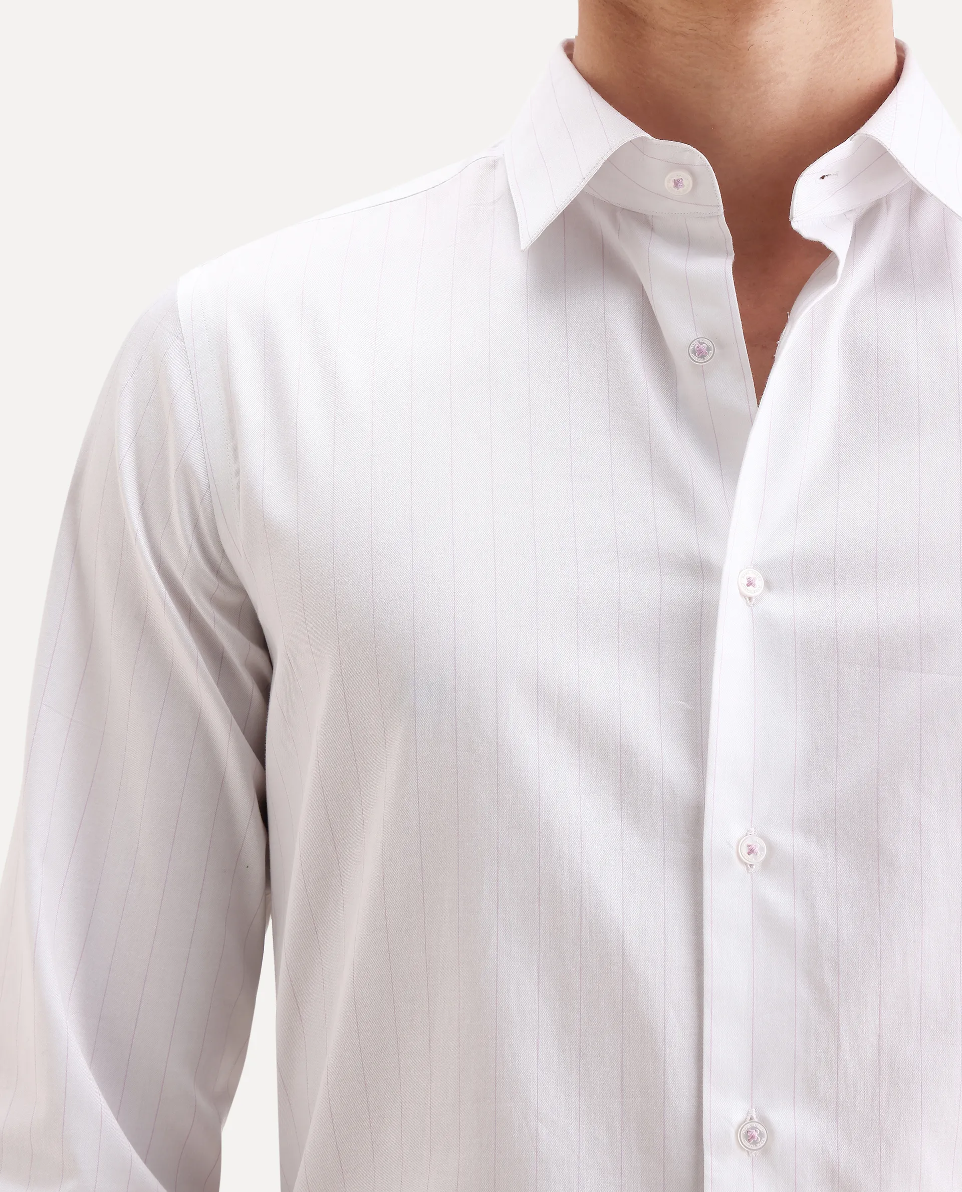 Rare Rabbit Men's Glin Purple Cotton Fabric Collared Neck Regular Fit Striped Shirt - Image 3