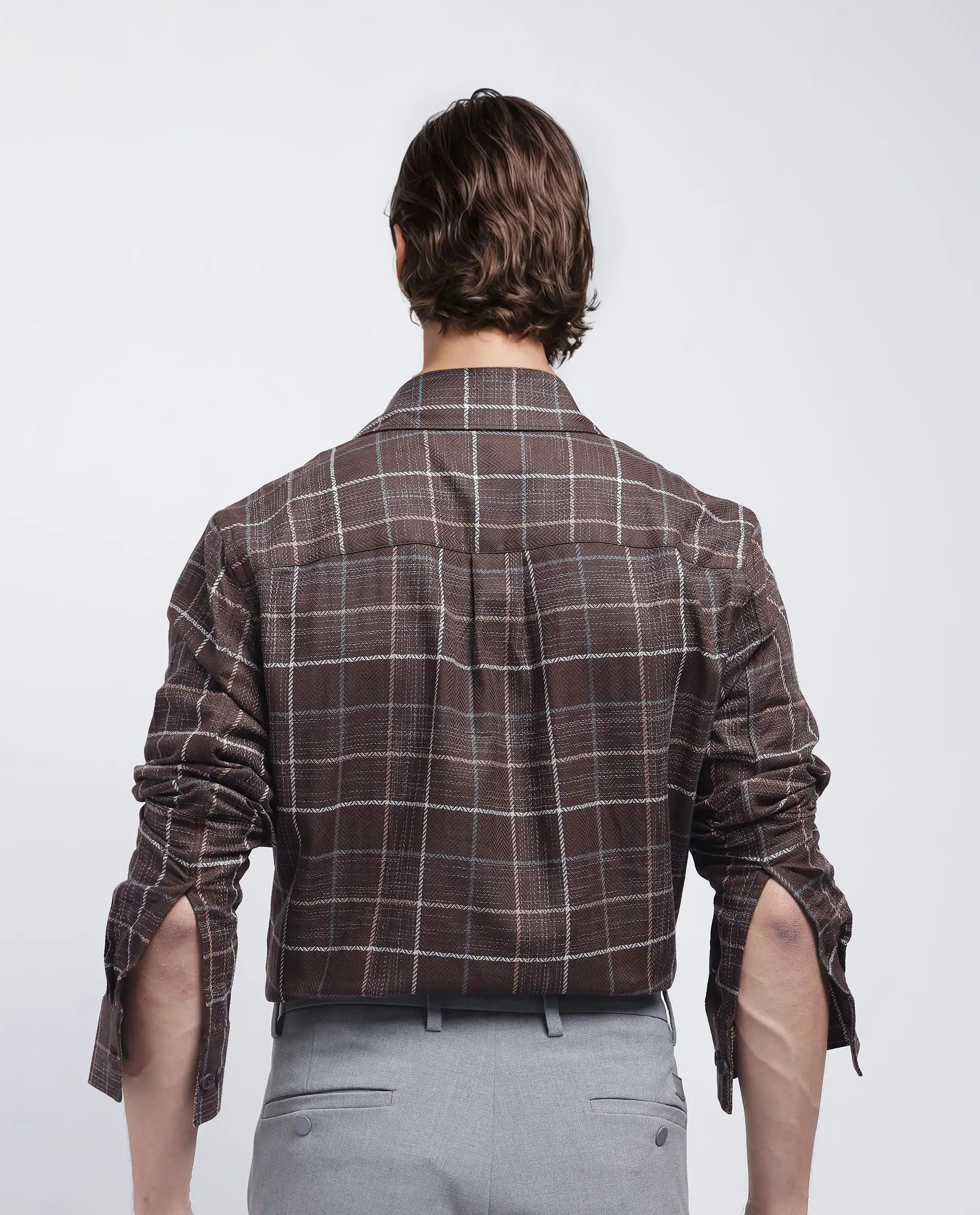Rare Rabbit Men's Glofnik Dark Brown Cotton Checked Print Regular Fit Full Sleeve Collared Shirt - Image 4