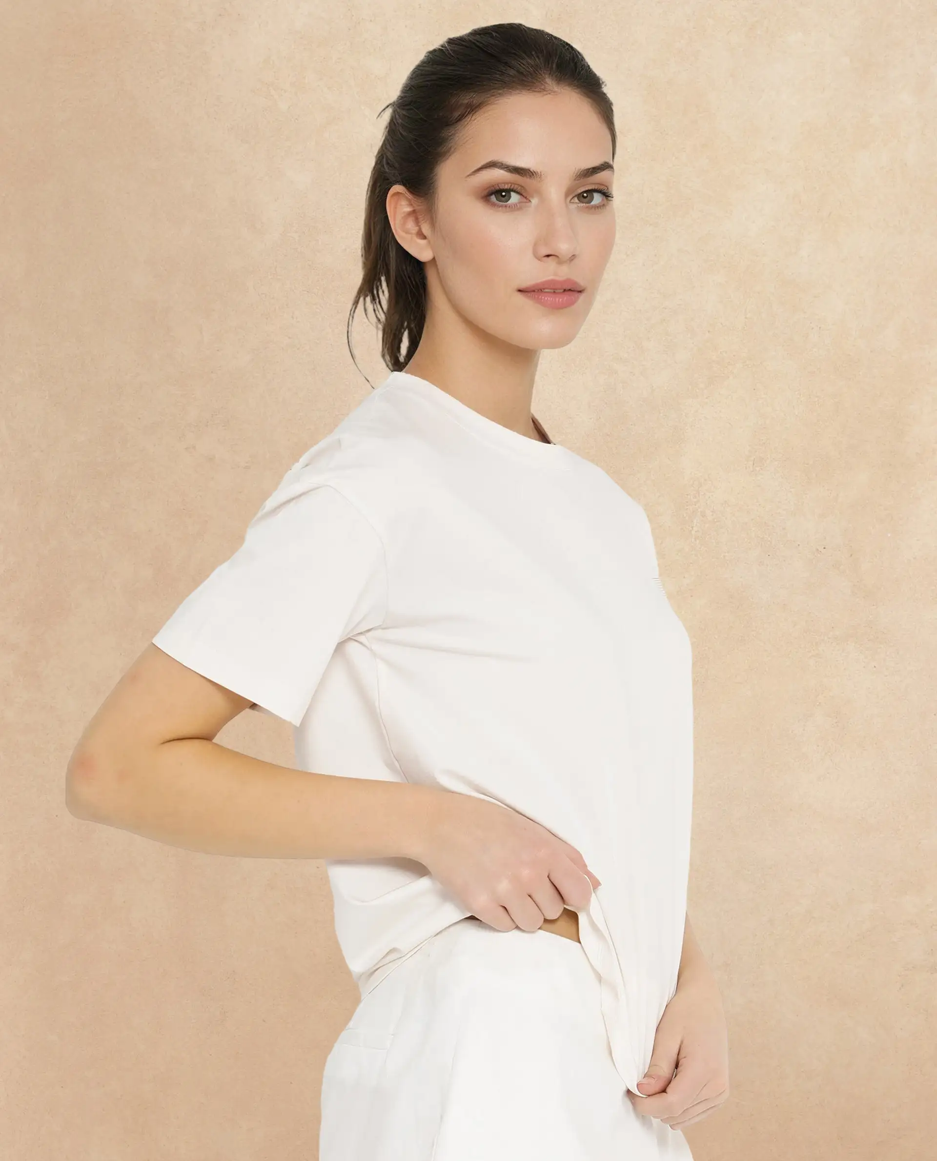 Rareism Women's Glondit Off White Cotton Blend Crew Neck Graphic Print Boxy Fit T-Shirt - Image 3
