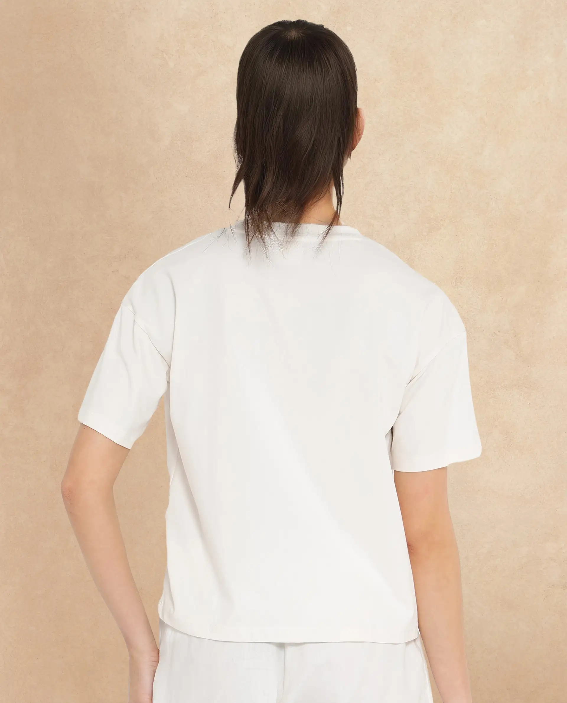 Rareism Women's Glondit Off White Cotton Blend Crew Neck Graphic Print Boxy Fit T-Shirt - Image 6