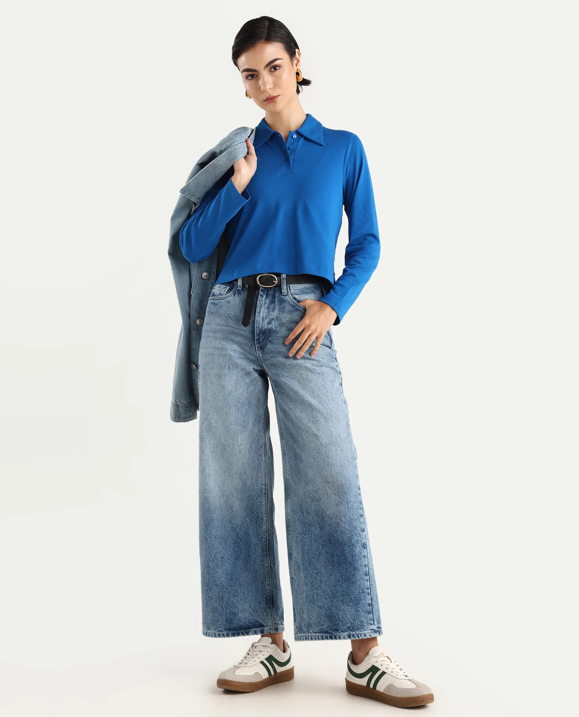 Rareism Women's Cotton Drop Collar Plain Regular Fit Top - Image 2