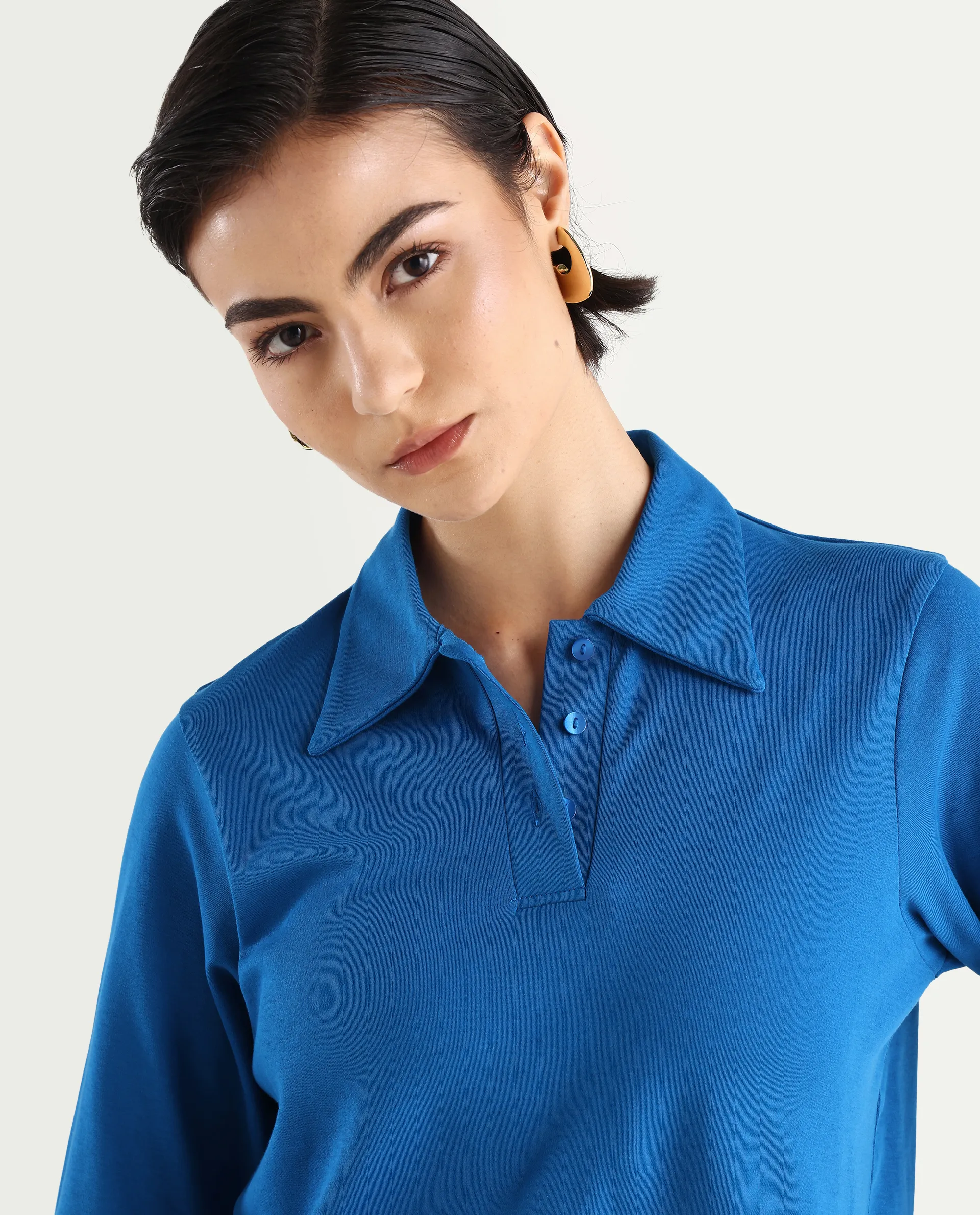 Rareism Women's Cotton Drop Collar Plain Regular Fit Top - Image 4