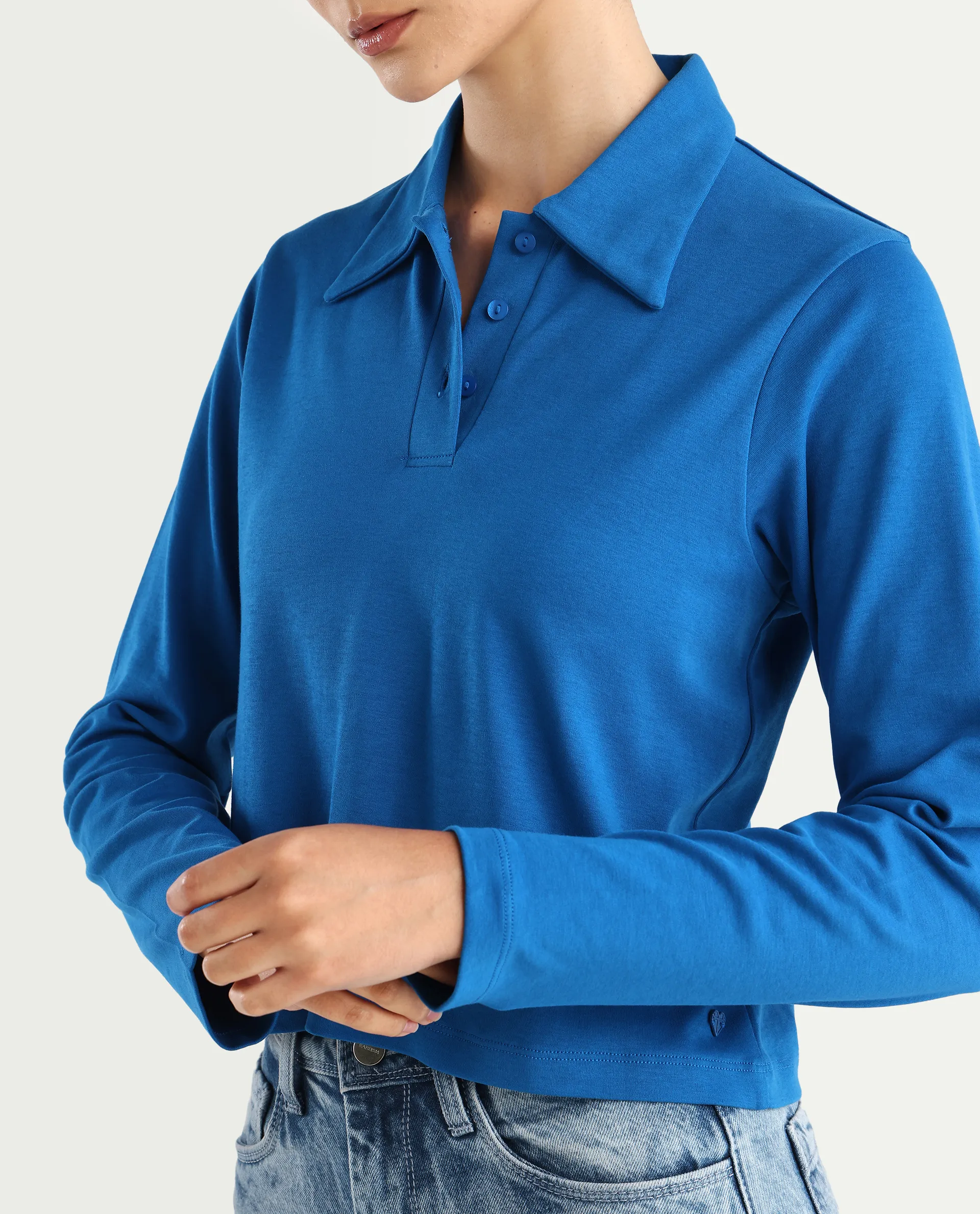 Rareism Women's Cotton Drop Collar Plain Regular Fit Top - Image 5