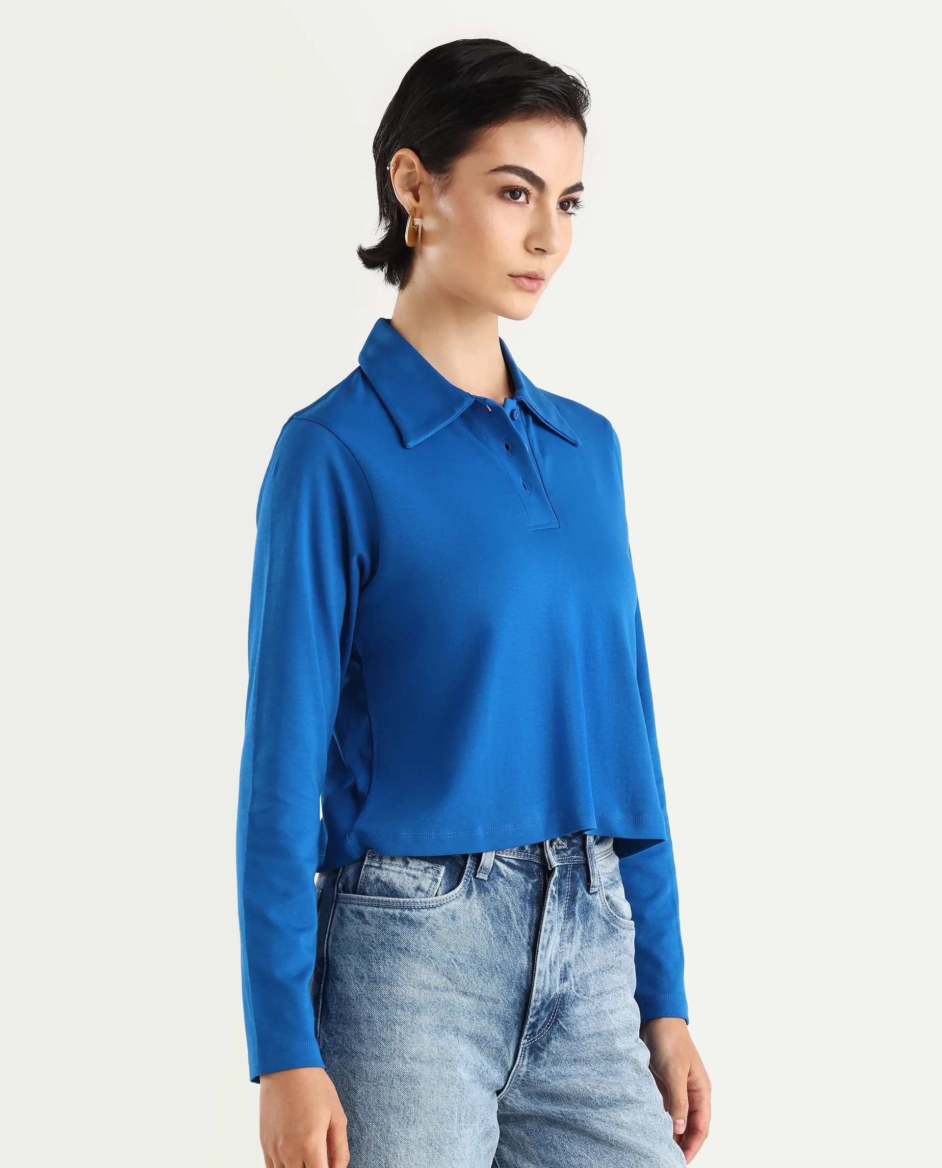 Rareism Women's Cotton Drop Collar Plain Regular Fit Top - Image 6