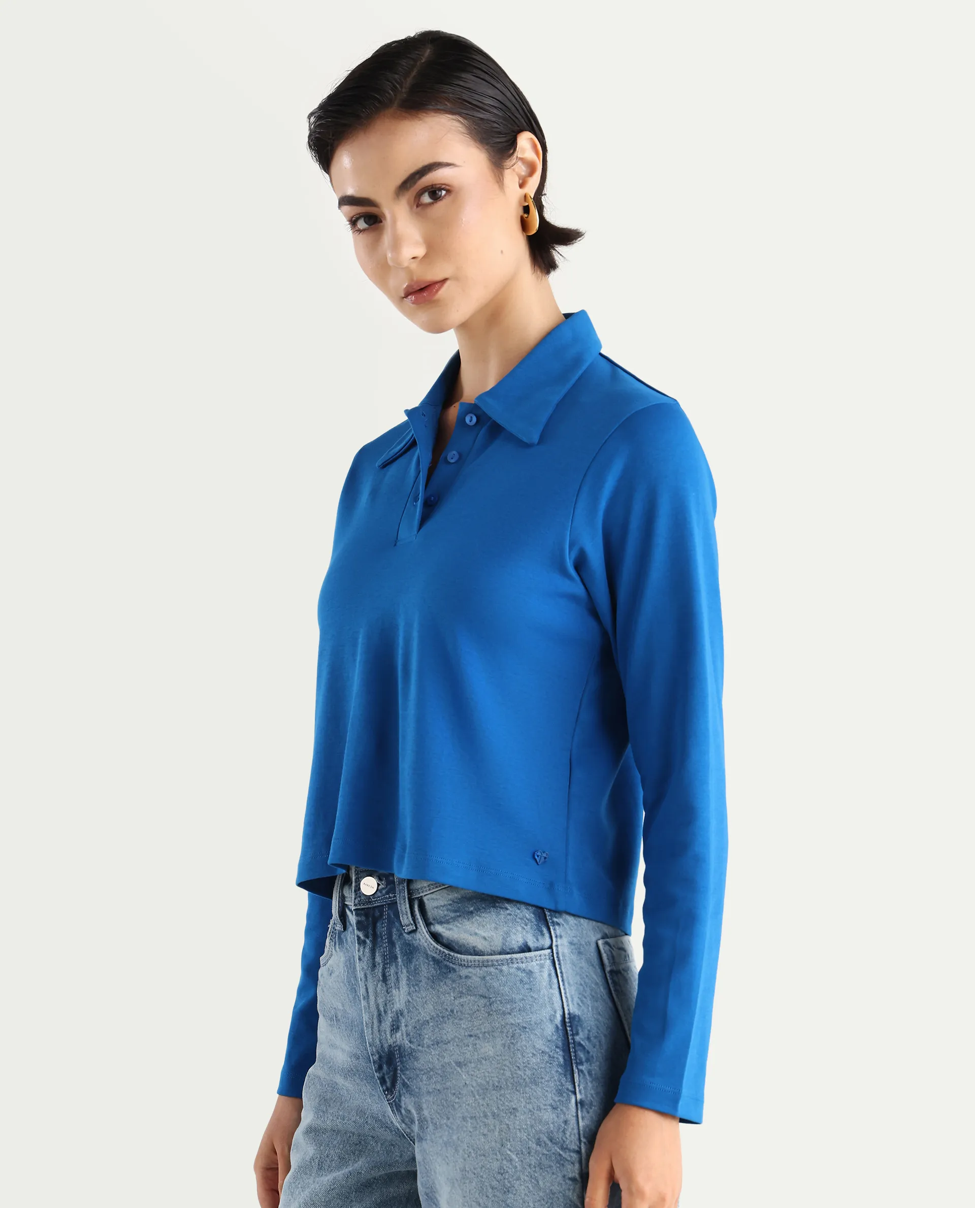 Rareism Women's Cotton Drop Collar Plain Regular Fit Top - Image 7
