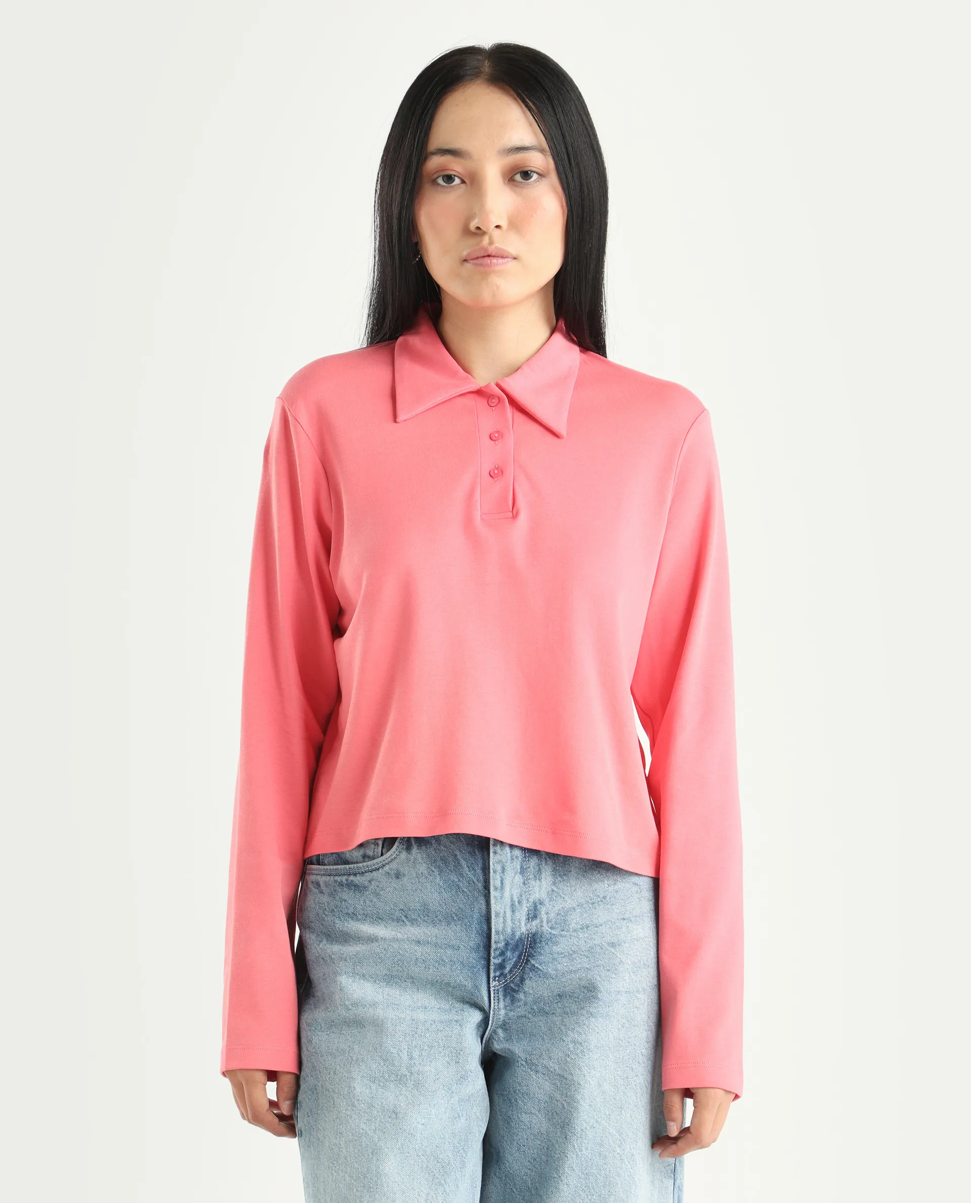 Rareism Women's Cotton Drop Collar Plain Regular Fit Top - Image 3