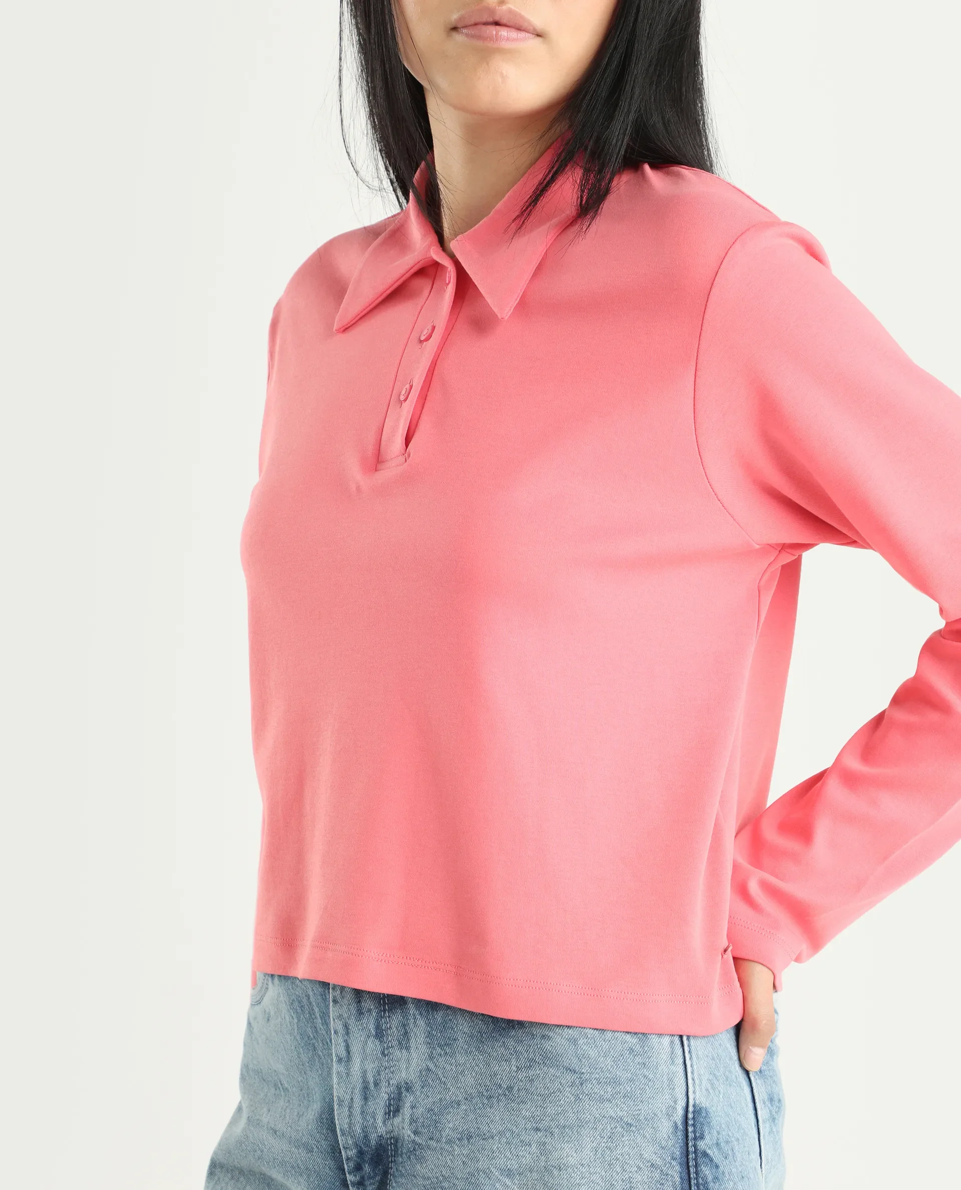 Rareism Women's Cotton Drop Collar Plain Regular Fit Top - Image 4