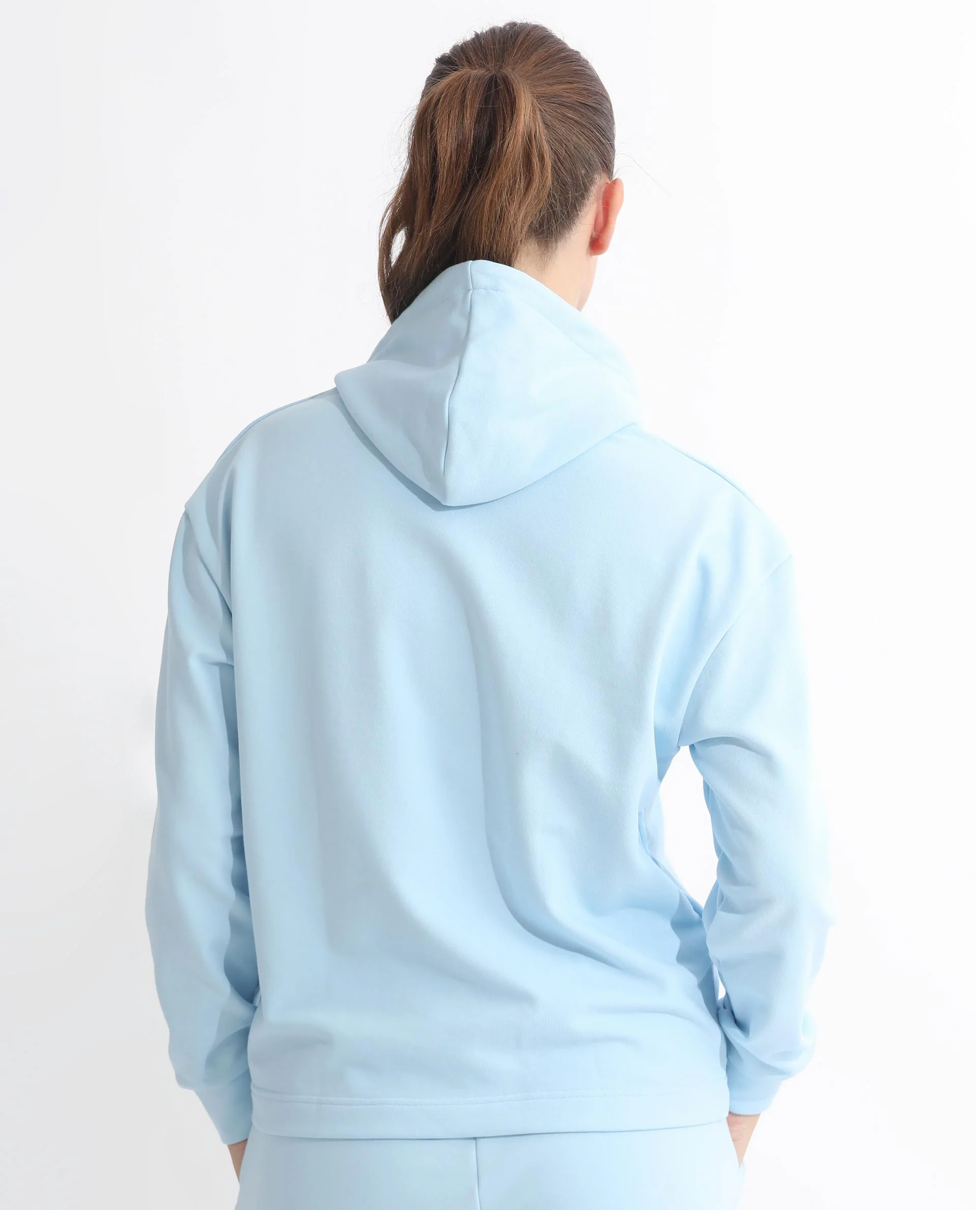 Rareism Women's Golder Light Blue Polyester Blend Hooded Embroidered Regular Fit Sweatshirt - Image 10