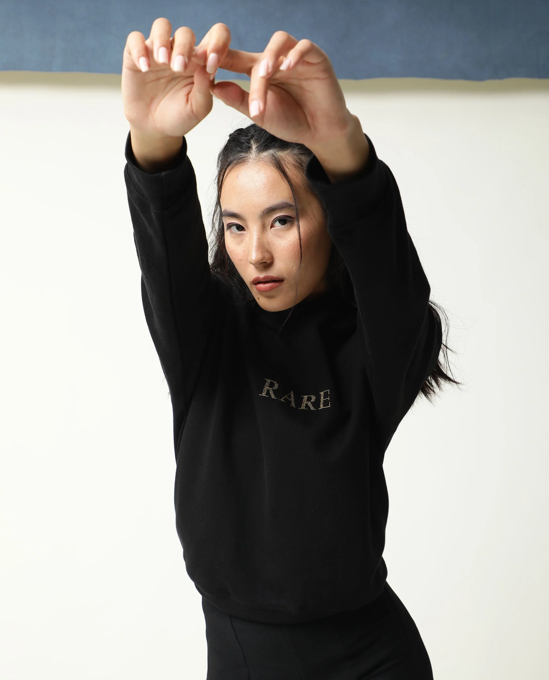 Rareism Womens Goldy Black Sweatshirt Crew Neck Full Sleeve Cotton Blend Fabric Relaxed Fit - Image 5