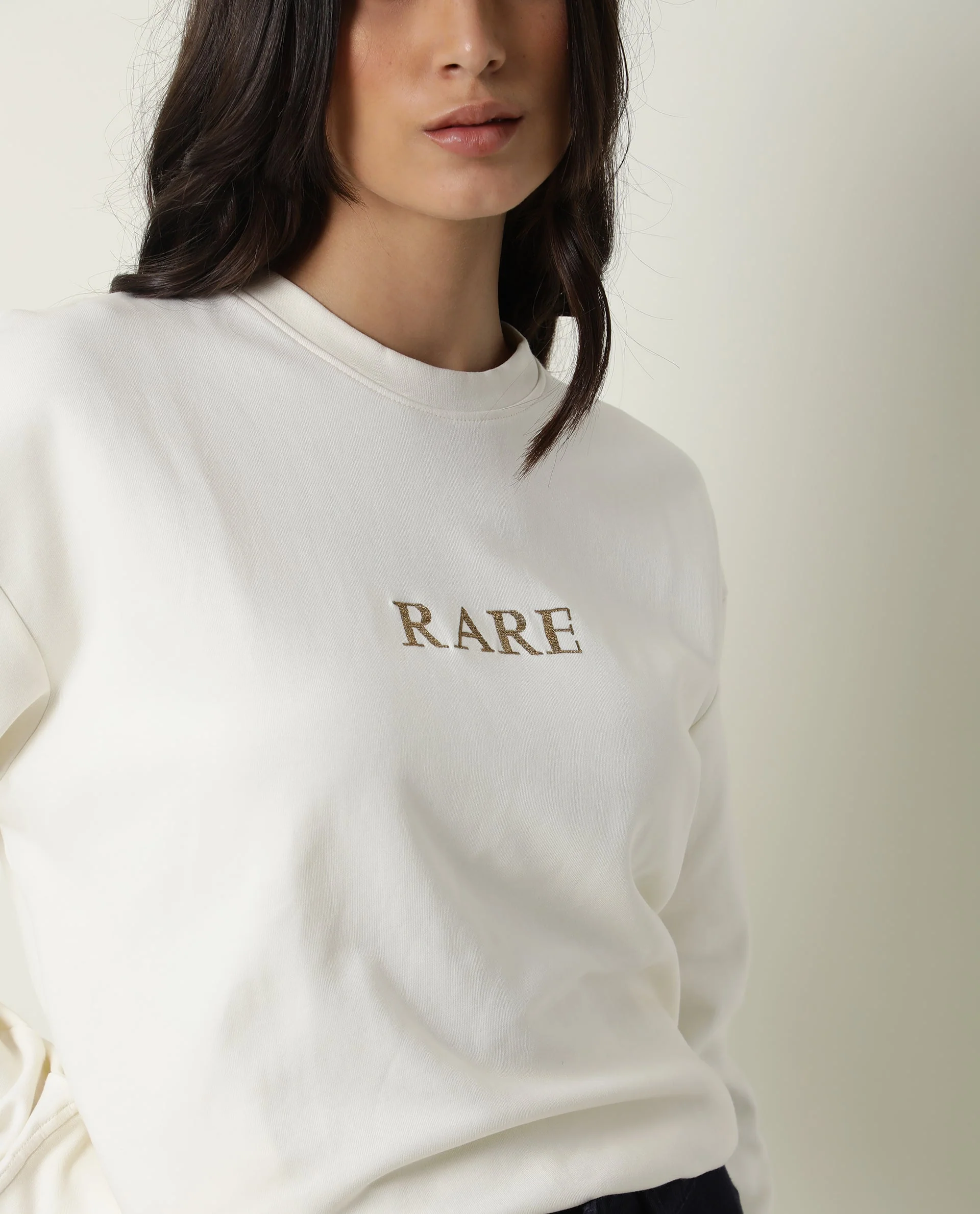 Rareism Womens Goldy Off White Sweatshirt Crew Neck Full Sleeve Cotton Blend Fabric Relaxed Fit - Image 3