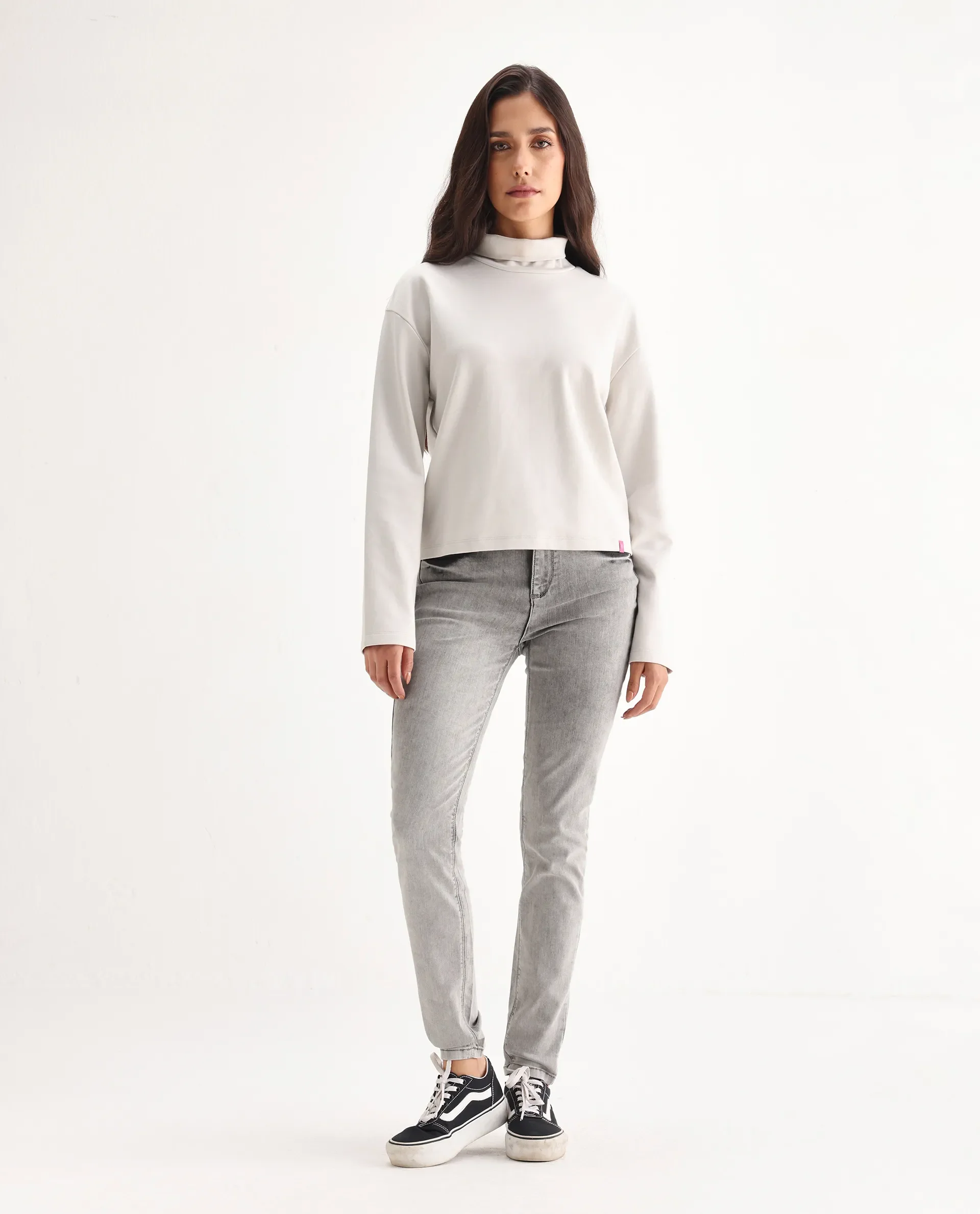 Rareism Women's Goliath Grey Cotton Blend Plain Ankle Length Slim Fit Jeans - Image 5