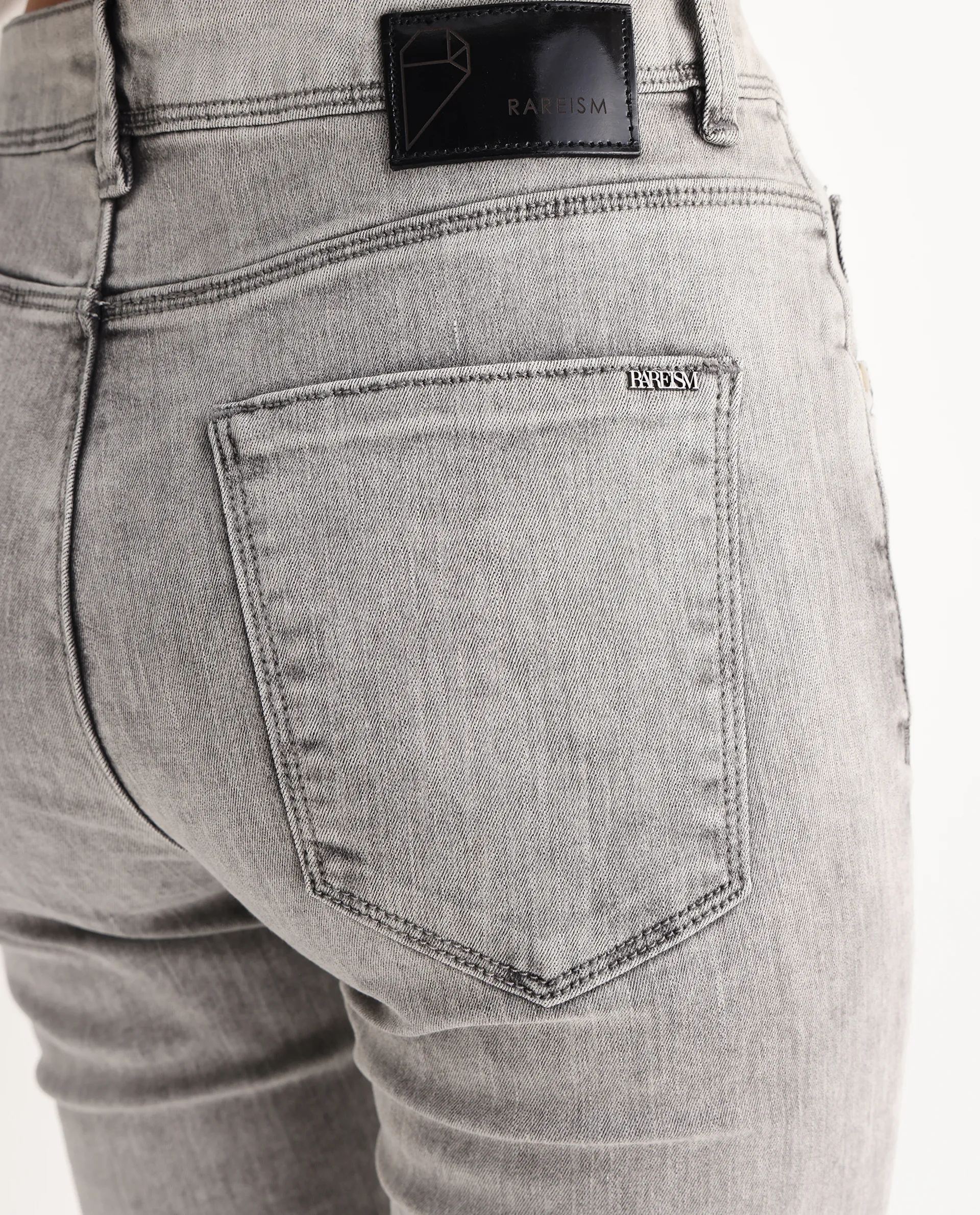 Rareism Women's Goliath Grey Cotton Blend Plain Ankle Length Slim Fit Jeans - Image 8
