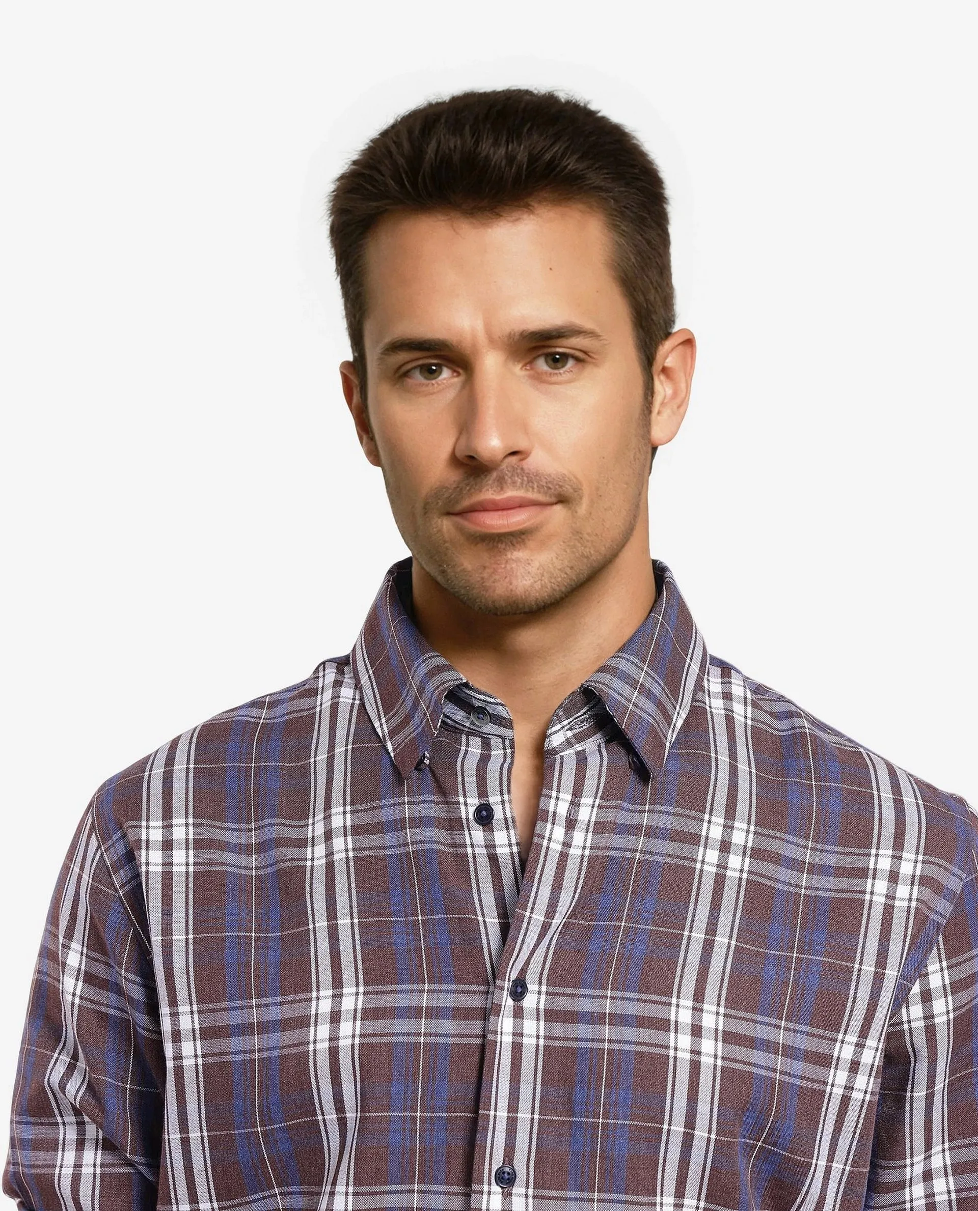 Rare Rabbit Men's Golk Brown Cotton Checked Print Regular Fit Full Sleeve Collared Shirt - Image 7