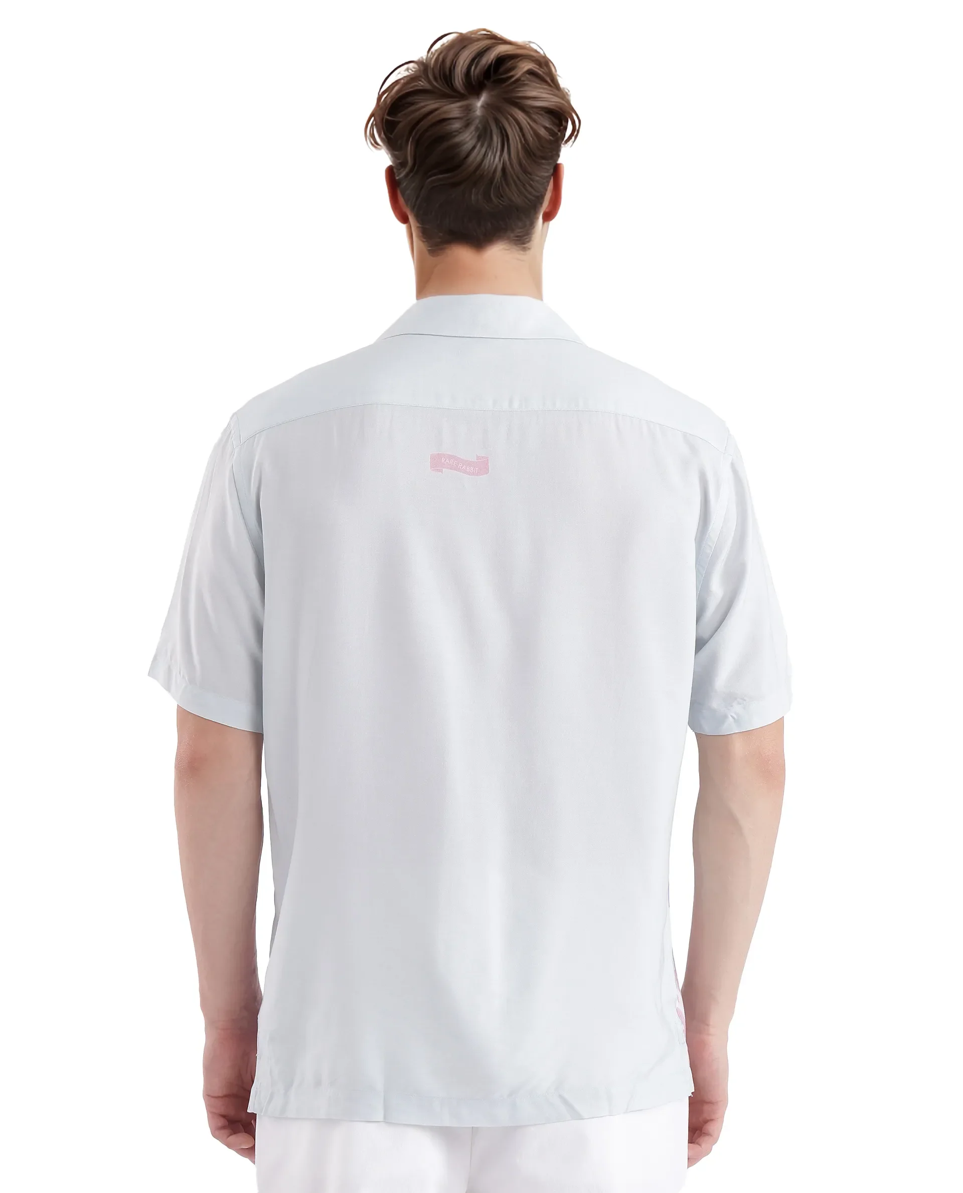 Rare Rabbit Men's Gome Light Blue Cotton Printed Boxy Fit Half Sleeve Cuban Collar Shirt - Image 4