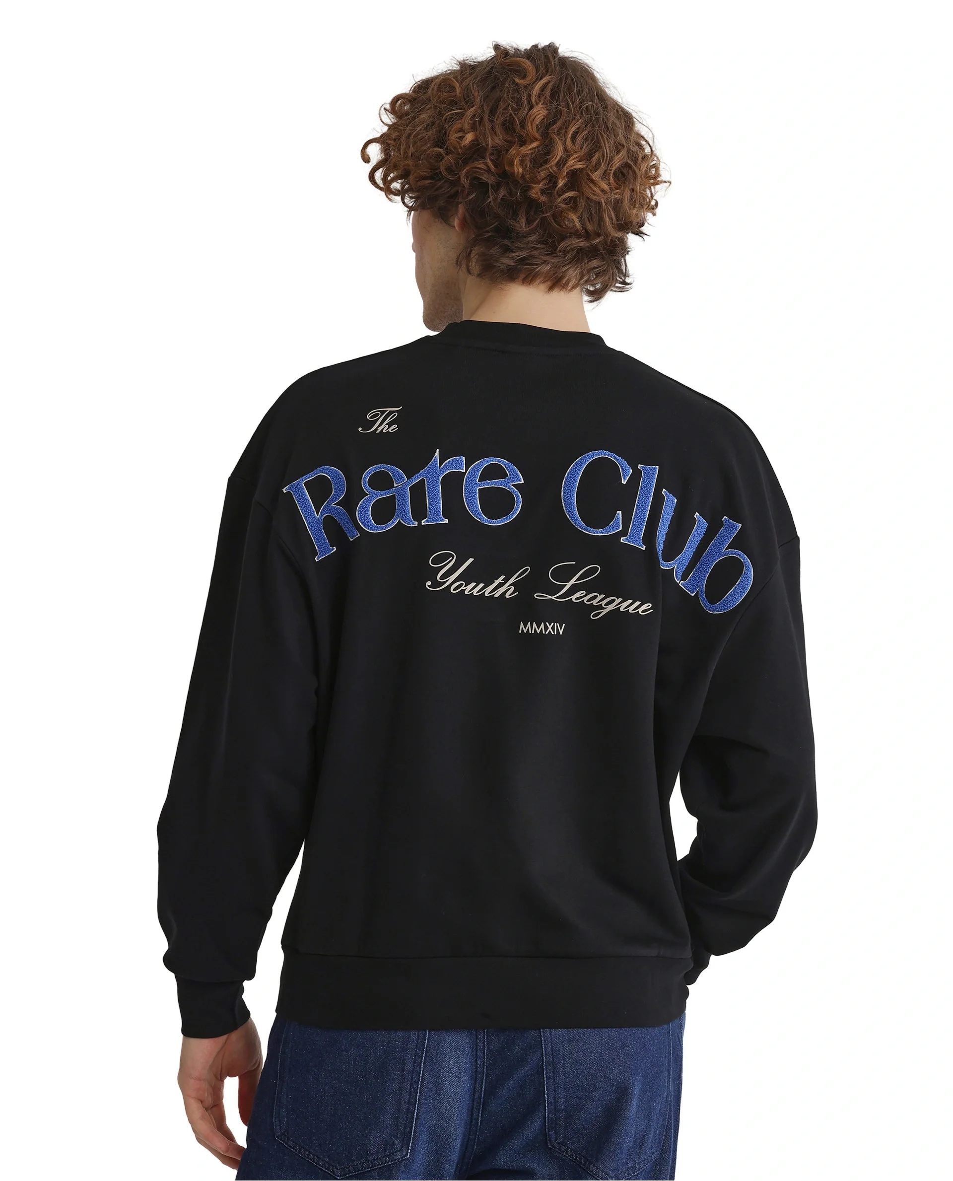 Rare Rabbit Men's Gordes Black Printed Oversized Fit Full Sleeve Crew Neck Sweatshirt - Image 11