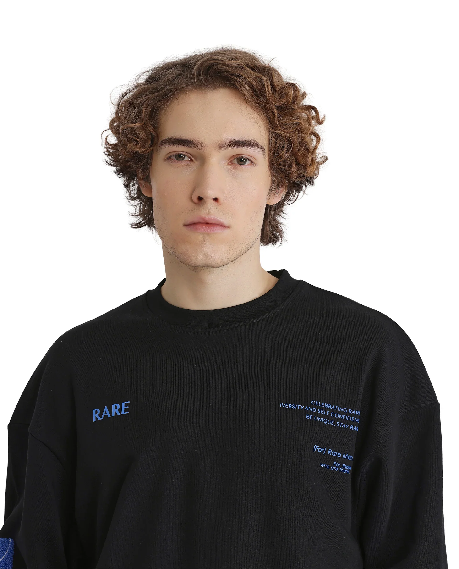 Rare Rabbit Men's Gordes Black Printed Oversized Fit Full Sleeve Crew Neck Sweatshirt - Image 6