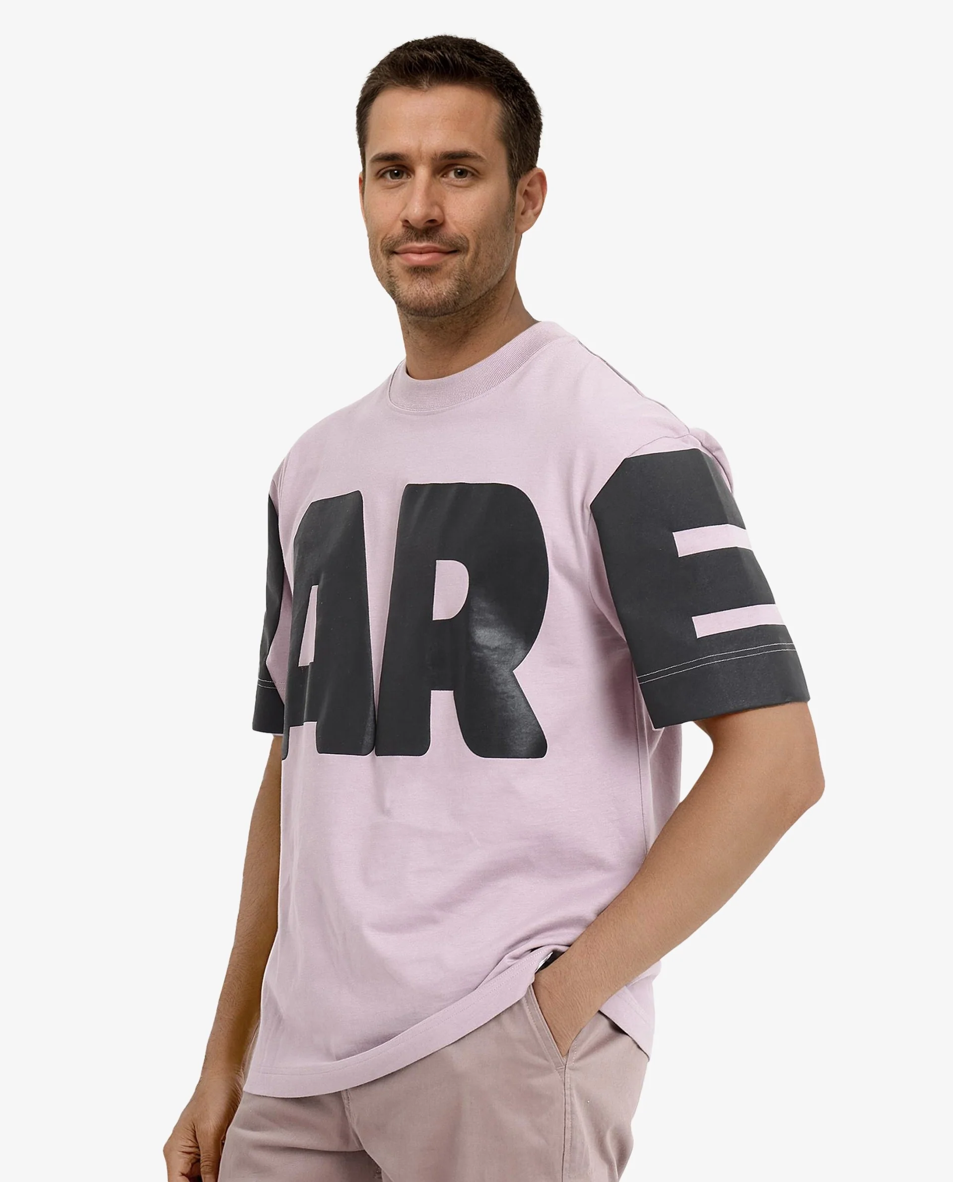Rare Rabbit Men's Goss Lilac Cotton Graphic Print Oversized Fit Half Sleeve Crew Neck T-Shirt - Image 5