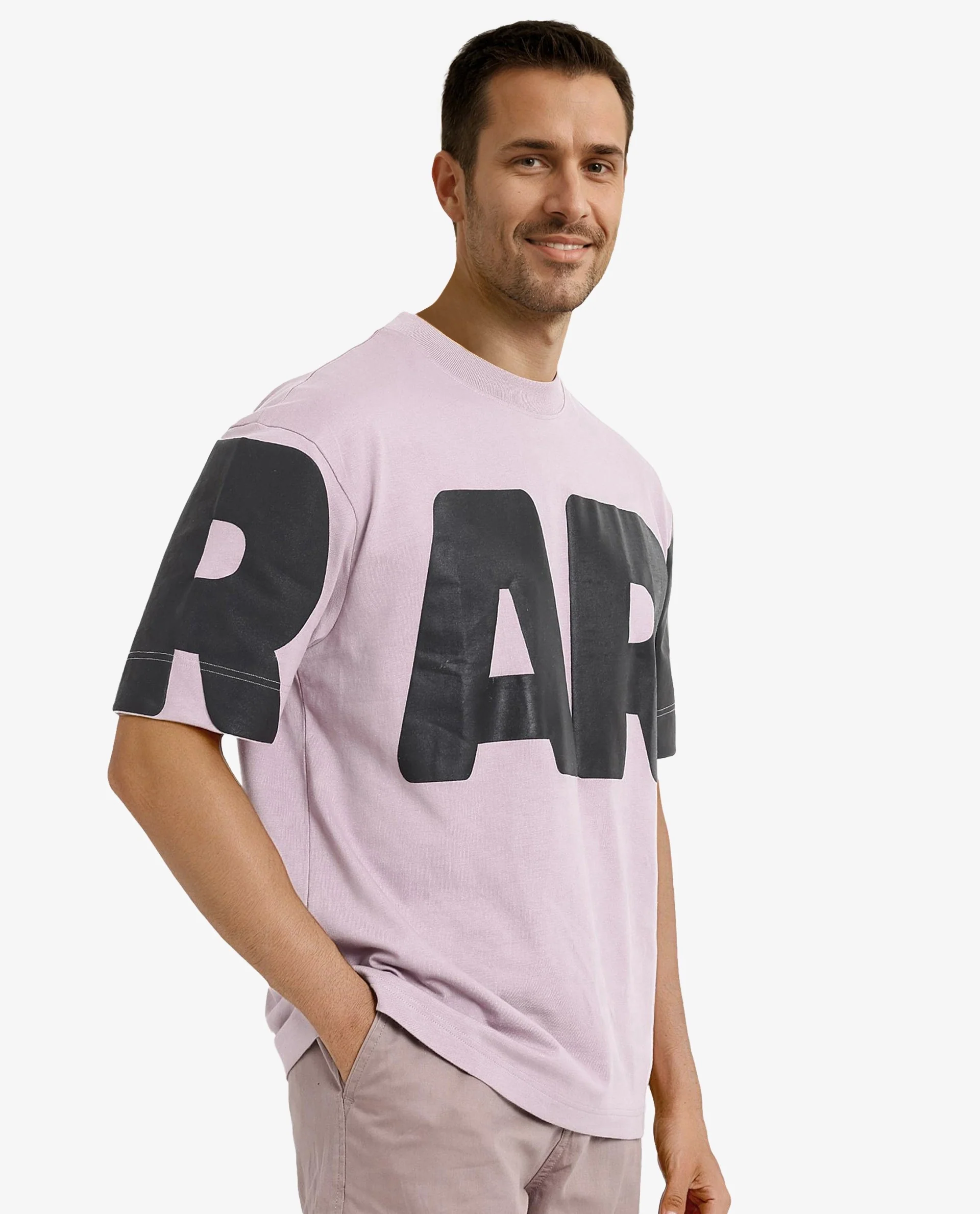 Rare Rabbit Men's Goss Lilac Cotton Graphic Print Oversized Fit Half Sleeve Crew Neck T-Shirt - Image 6