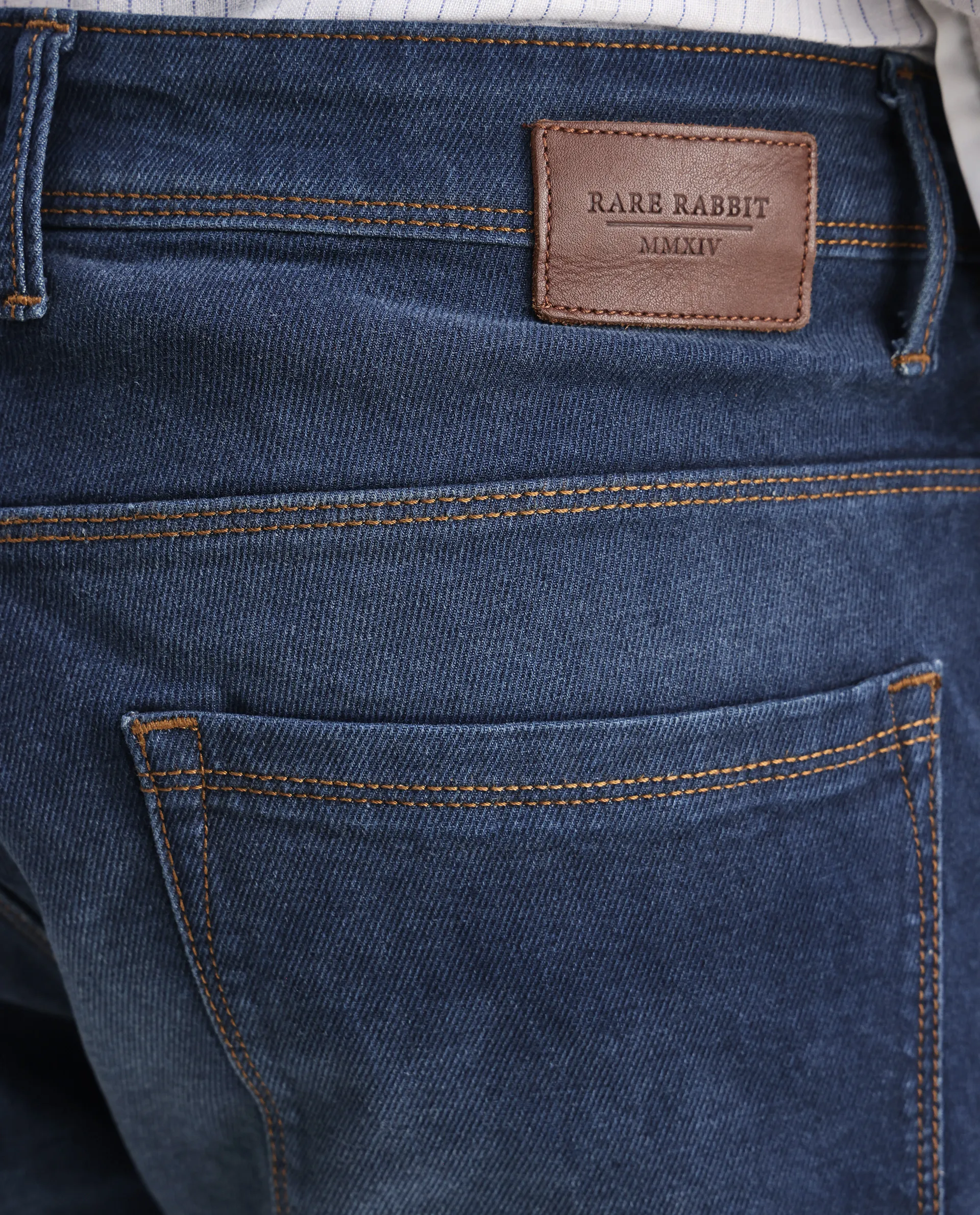 Rare Rabbit Men's Gracia Blue Cotton Plain Hawk Slim Fit Jeans - Image 5