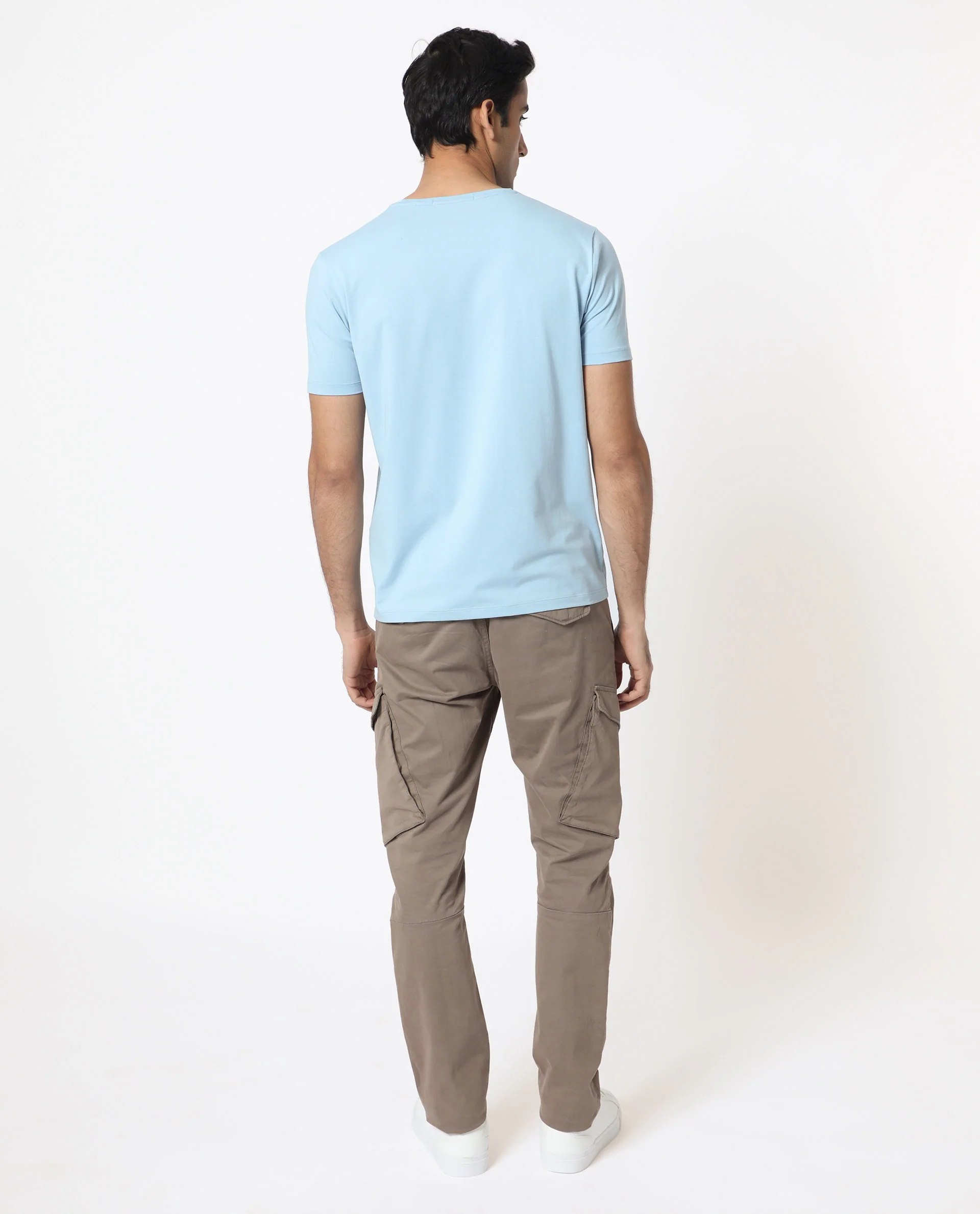 Rare Rabbit Men's Grafton Light Blue Cotton Floral Print Slim Fit Half Sleeve Crew Neck T-Shirt - Image 11