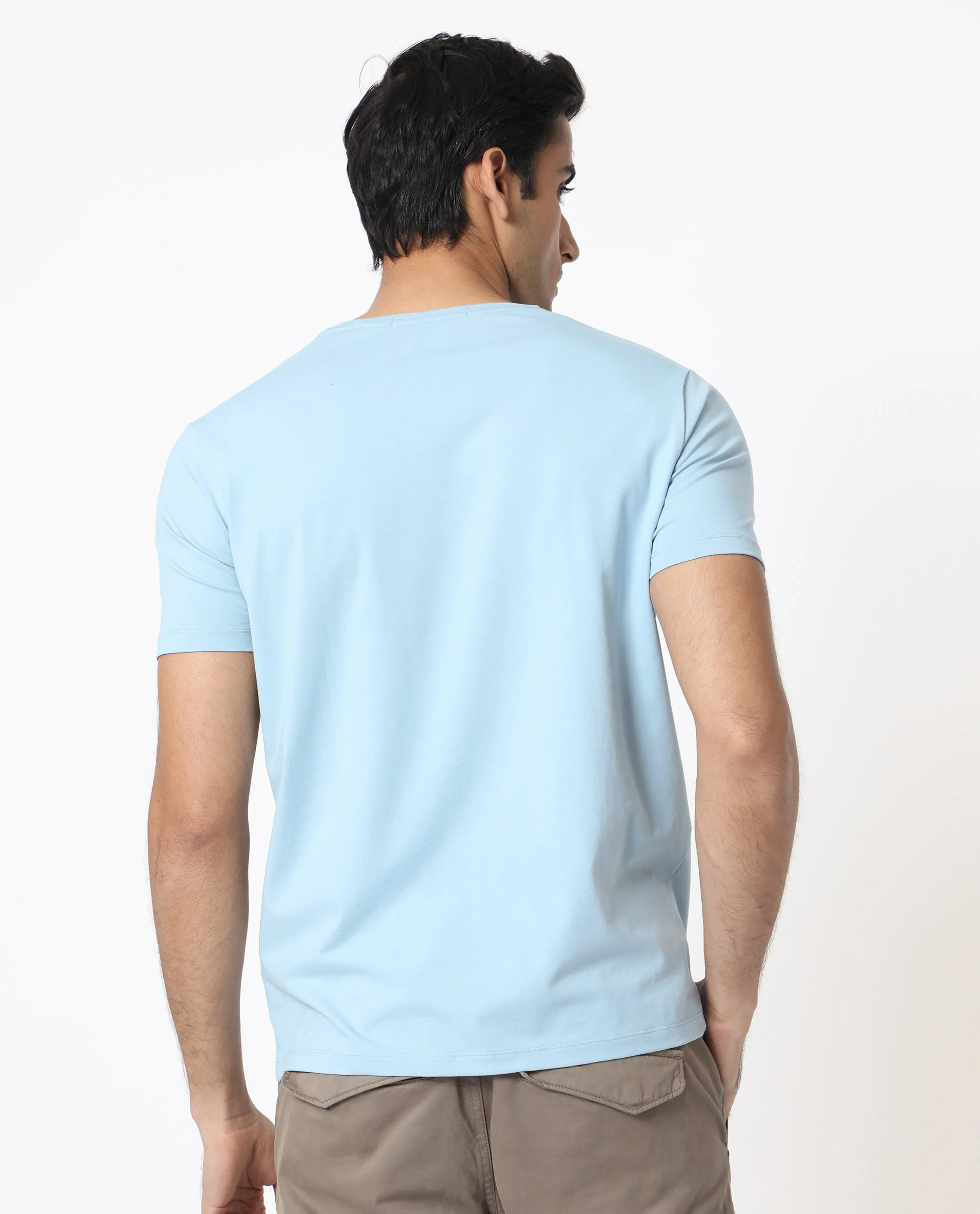 Rare Rabbit Men's Grafton Light Blue Cotton Floral Print Slim Fit Half Sleeve Crew Neck T-Shirt - Image 2
