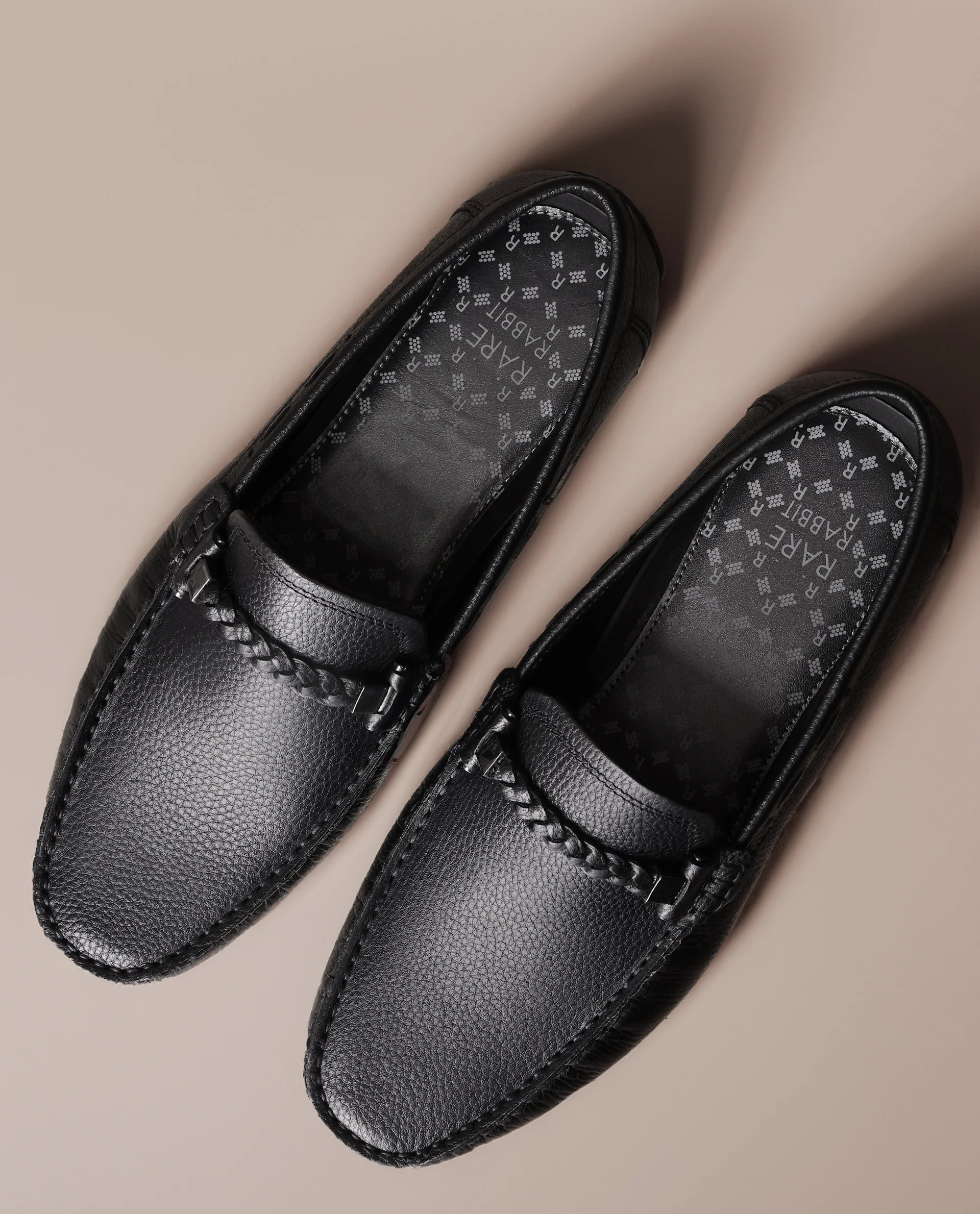 Rare Rabbit Men's Grain Black Slip-On Genuine Milled Leather Driving Moccasin - Image 2