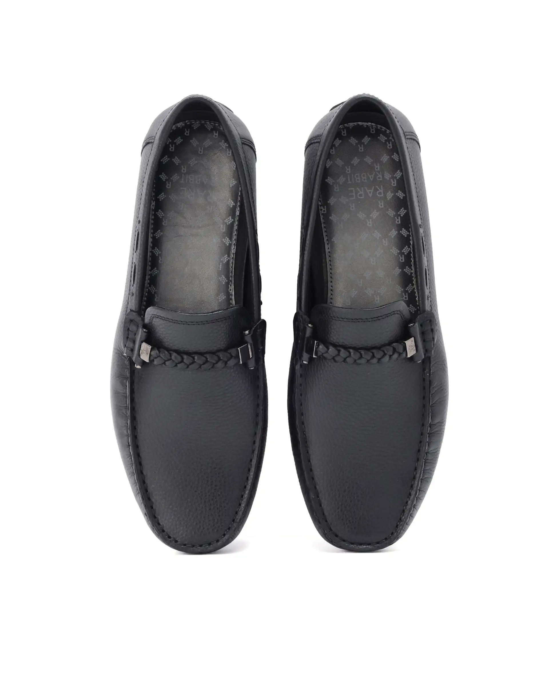 Rare Rabbit Men's Grain Black Slip-On Genuine Milled Leather Driving Moccasin - Image 4