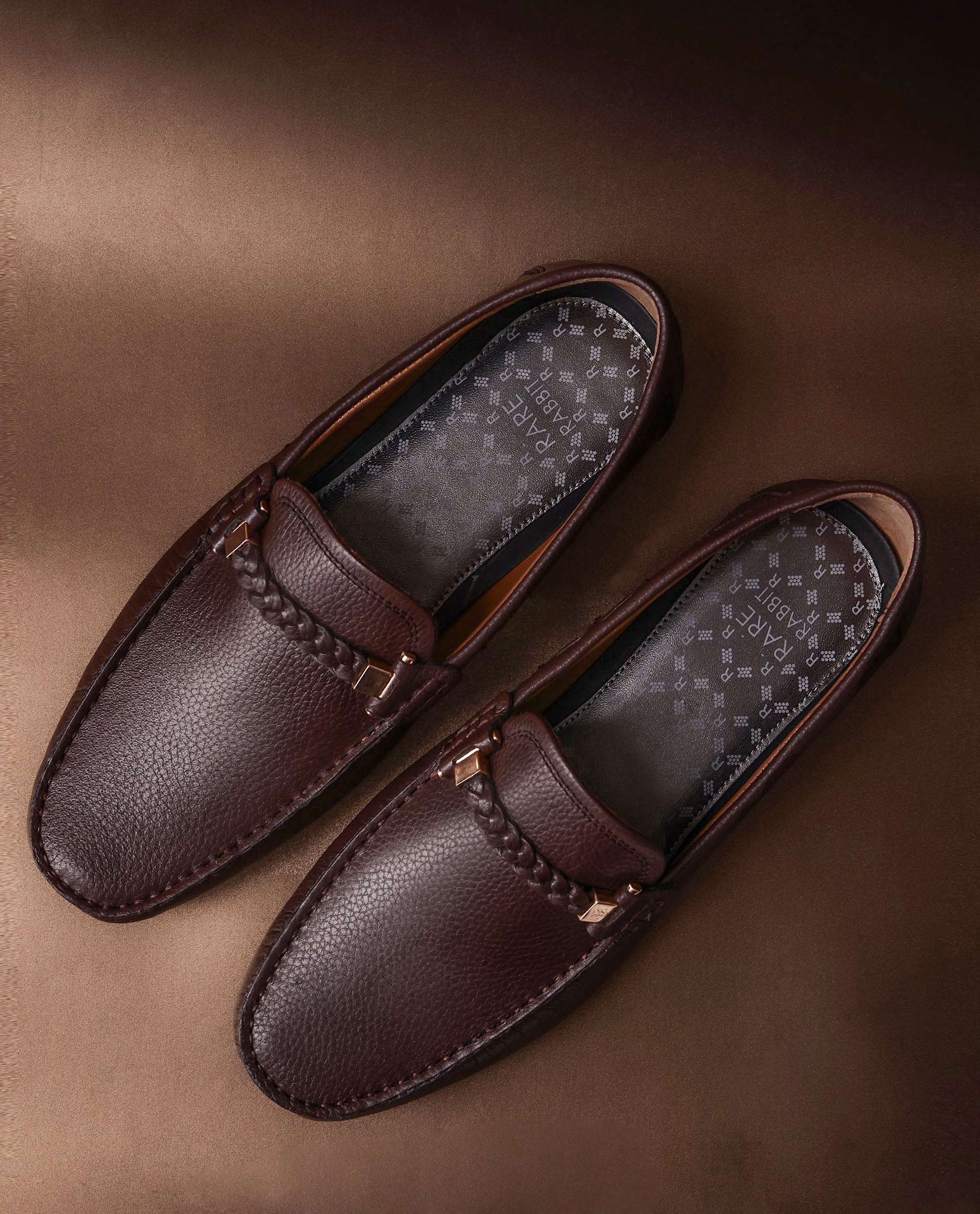 Rare Rabbit Men's Grain Brown Slip-On Genuine Milled Leather Driving Moccasin - Image 3