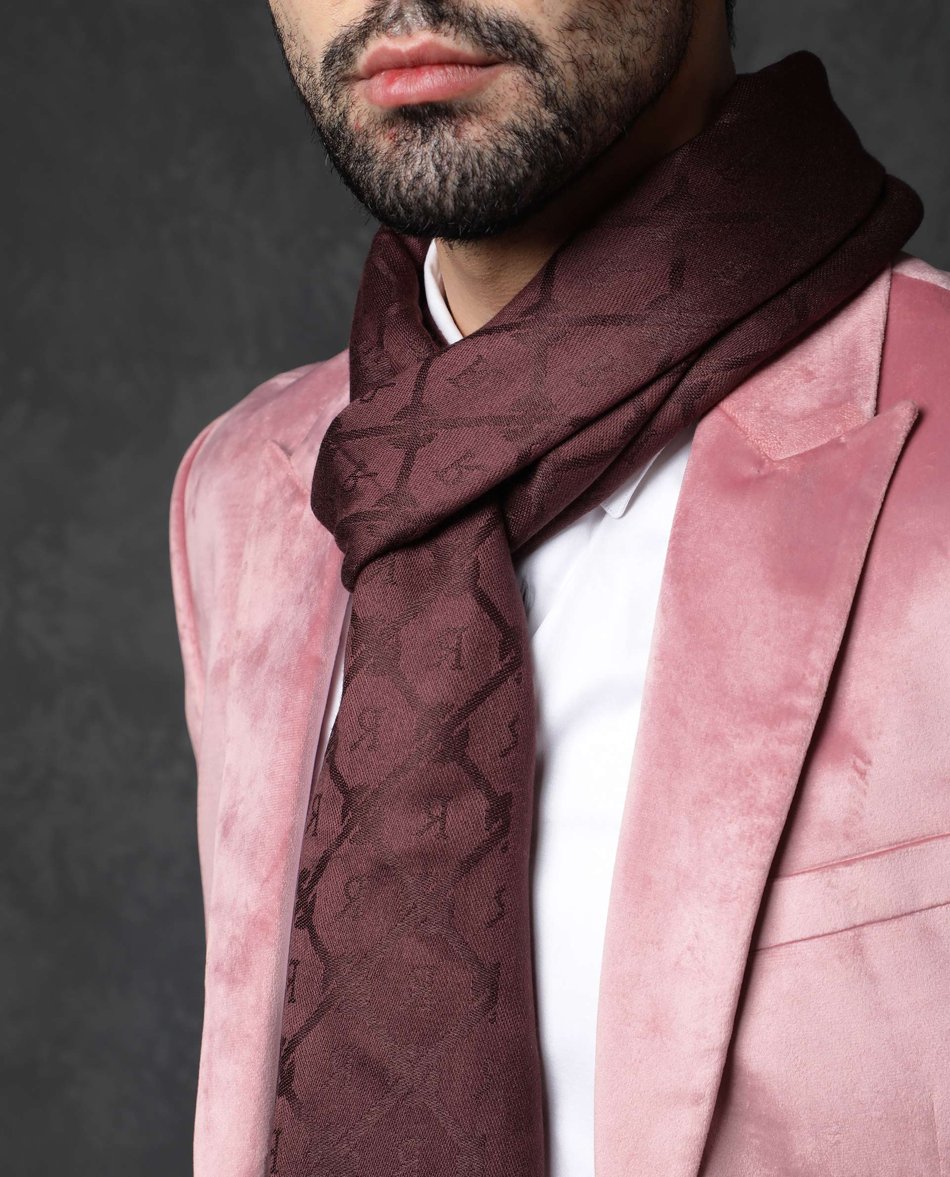 Rare Rabbit Men's Gramo Brown Scarf Dobby - Image 2