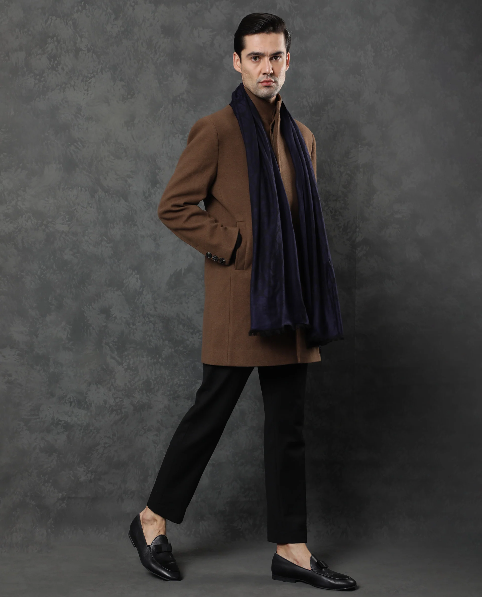 Rare Rabbit Men's Gramo Navy Scarf Dobby - Image 4