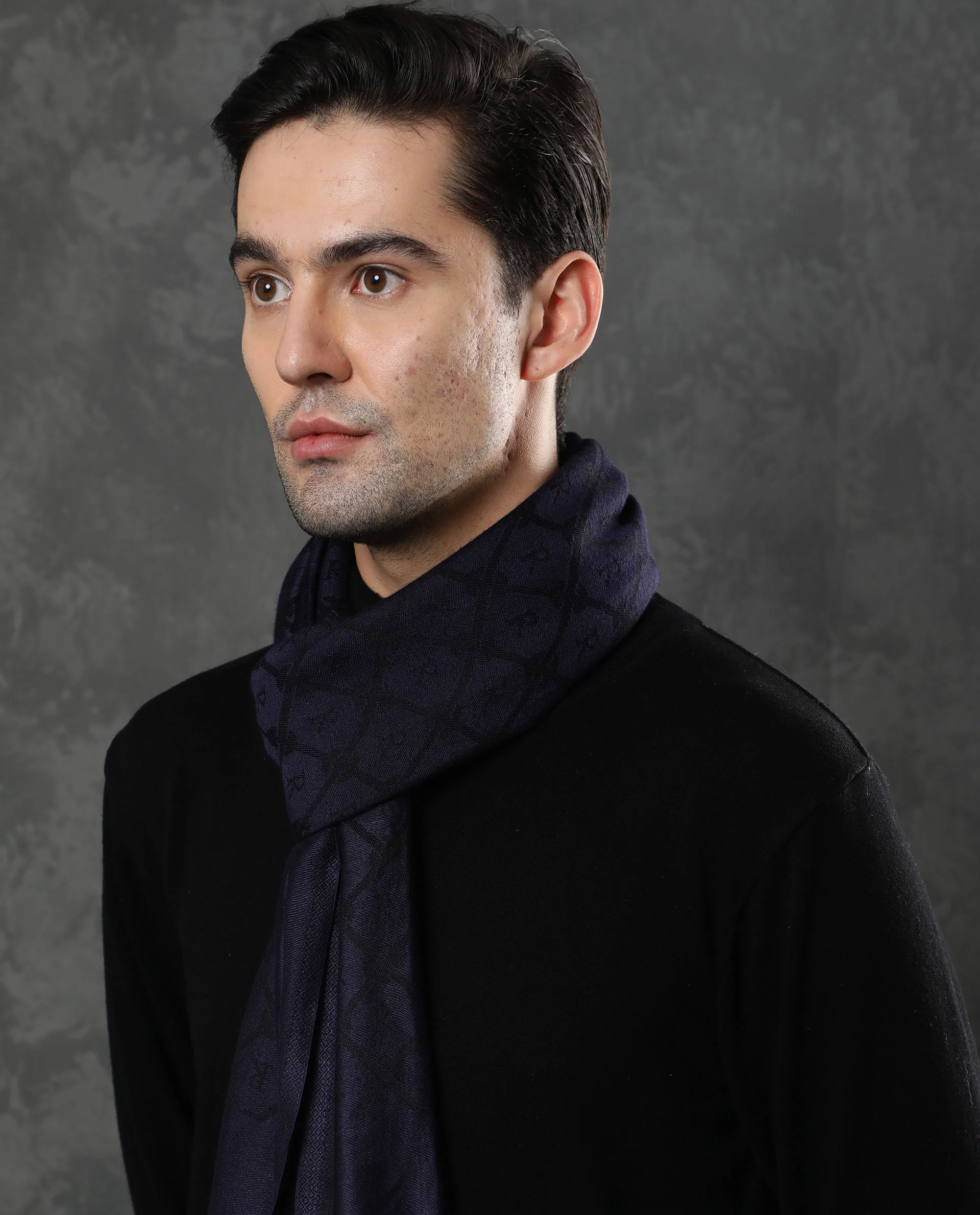 Rare Rabbit Men's Gramo Navy Scarf Dobby - Image 5