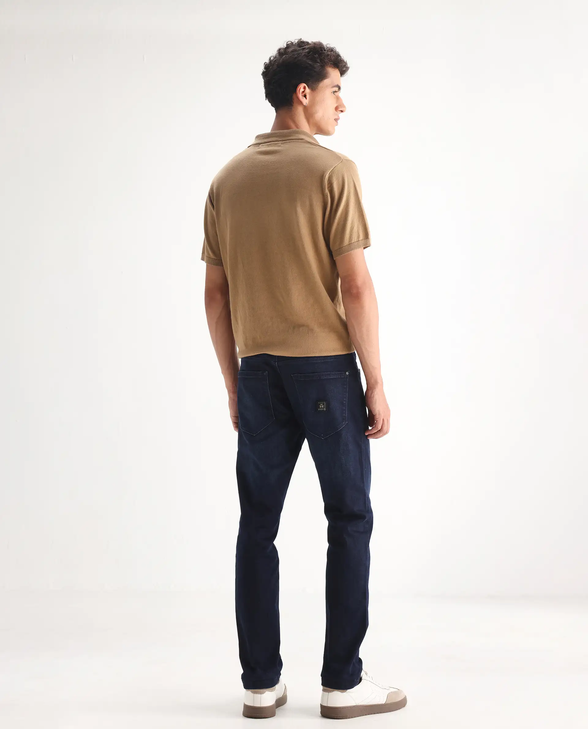 Rare Rabbit Men's Gran Navy Cotton Plain Morris Regular Fit Jeans - Image 10