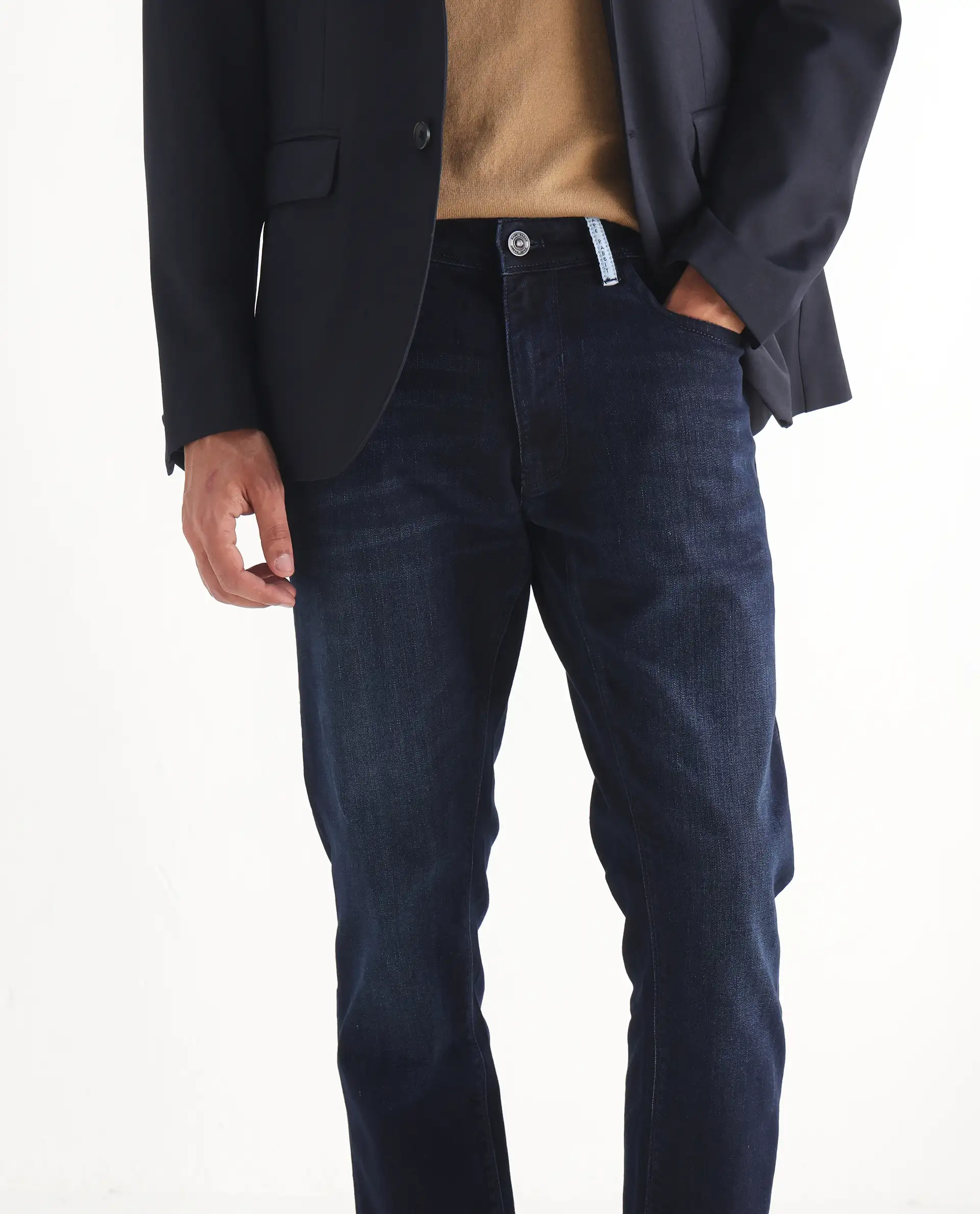 Rare Rabbit Men's Gran Navy Cotton Plain Morris Regular Fit Jeans - Image 2