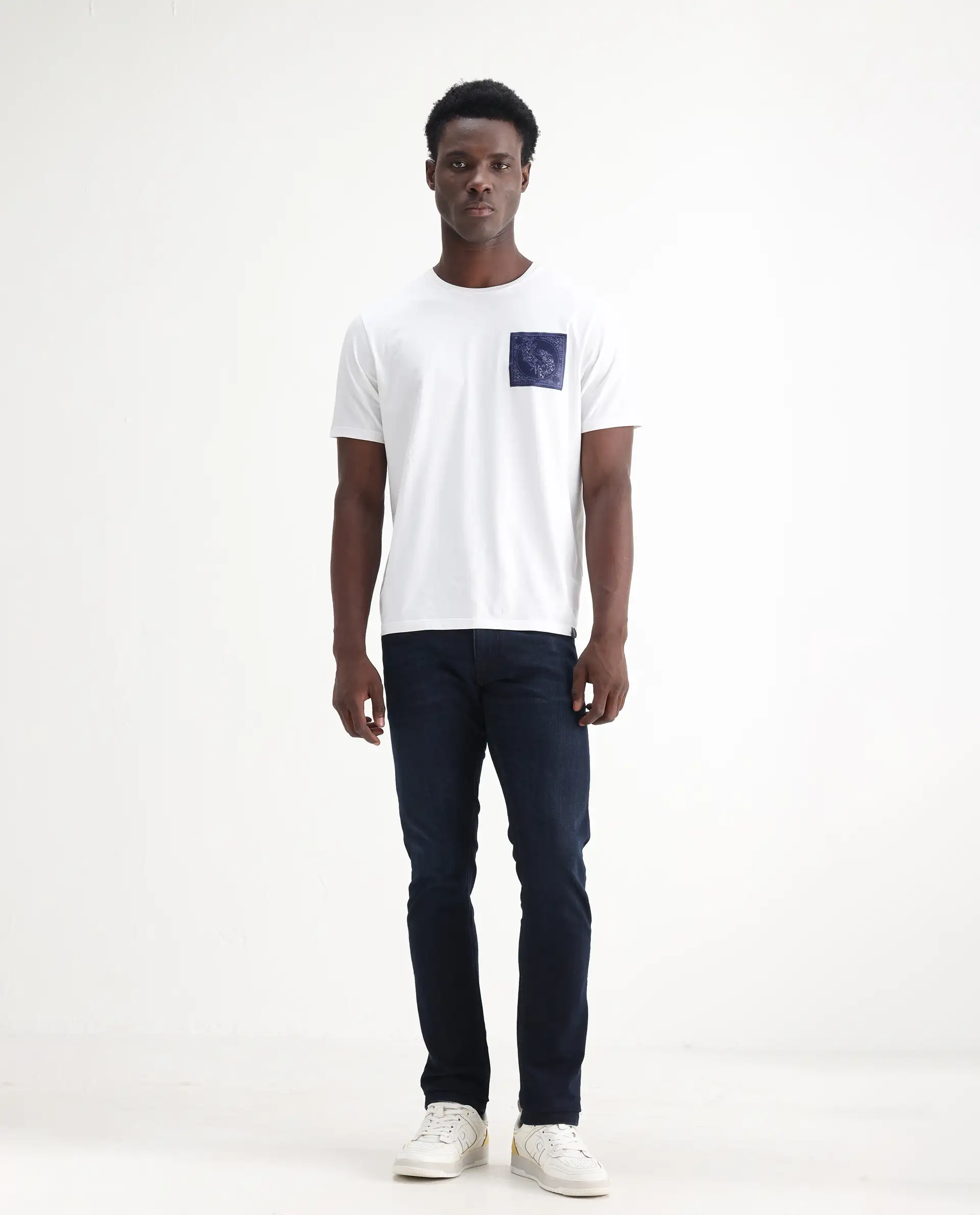 Rare Rabbit Men's Grana Blue Cotton Plain Hawk Slim Fit Jeans - Image 3