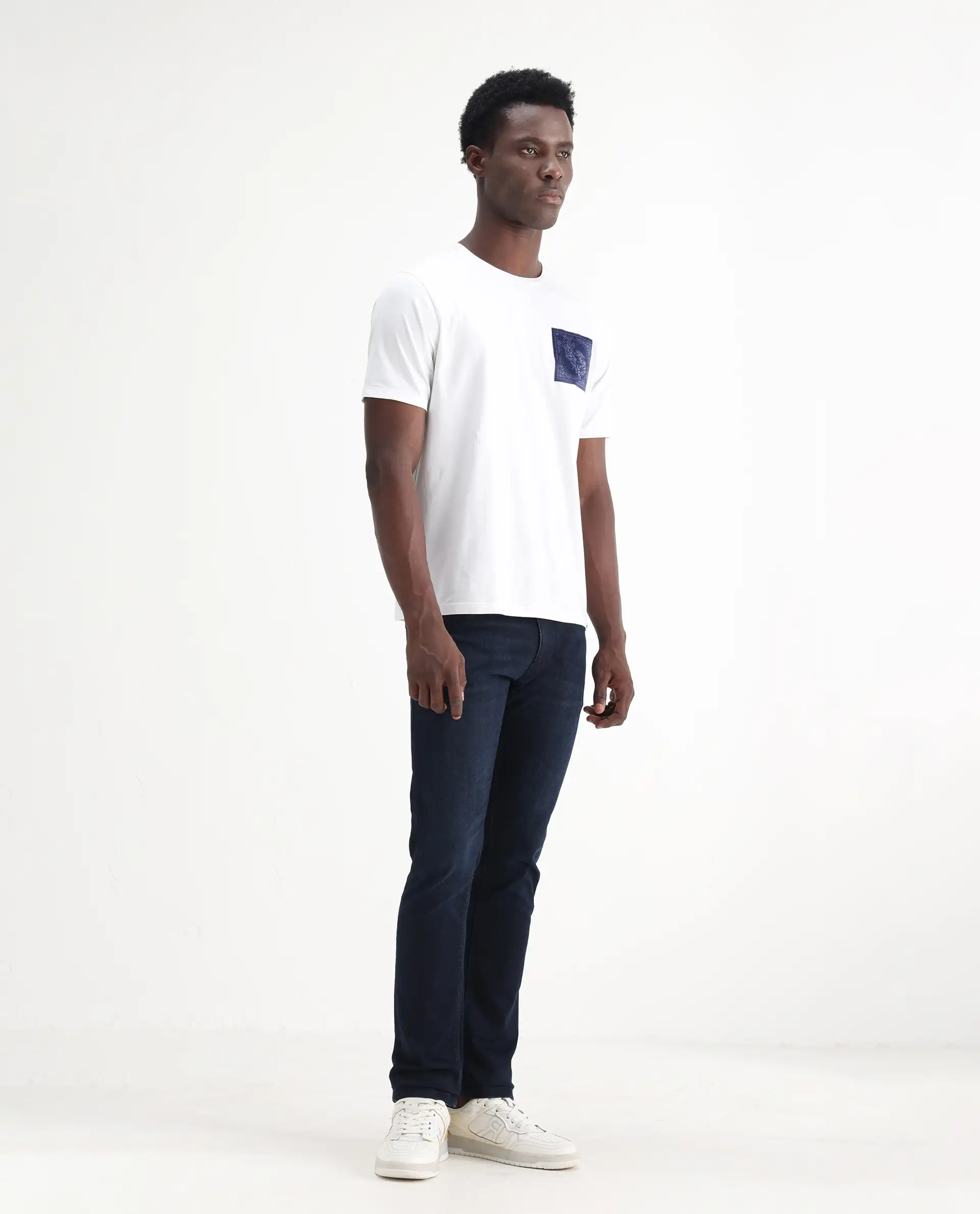 Rare Rabbit Men's Grana Blue Cotton Plain Hawk Slim Fit Jeans - Image 5