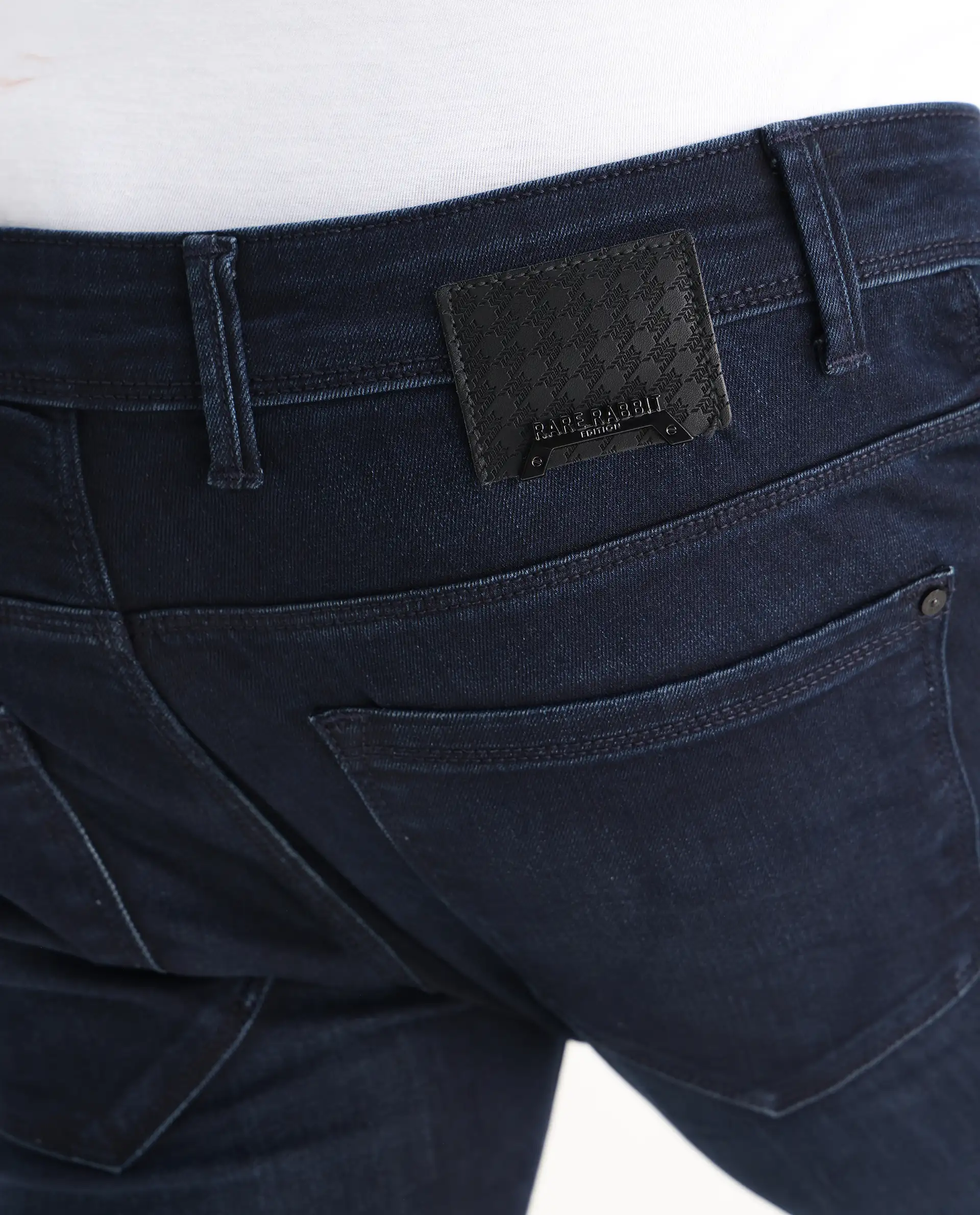 Rare Rabbit Men's Grana Blue Cotton Plain Hawk Slim Fit Jeans - Image 8