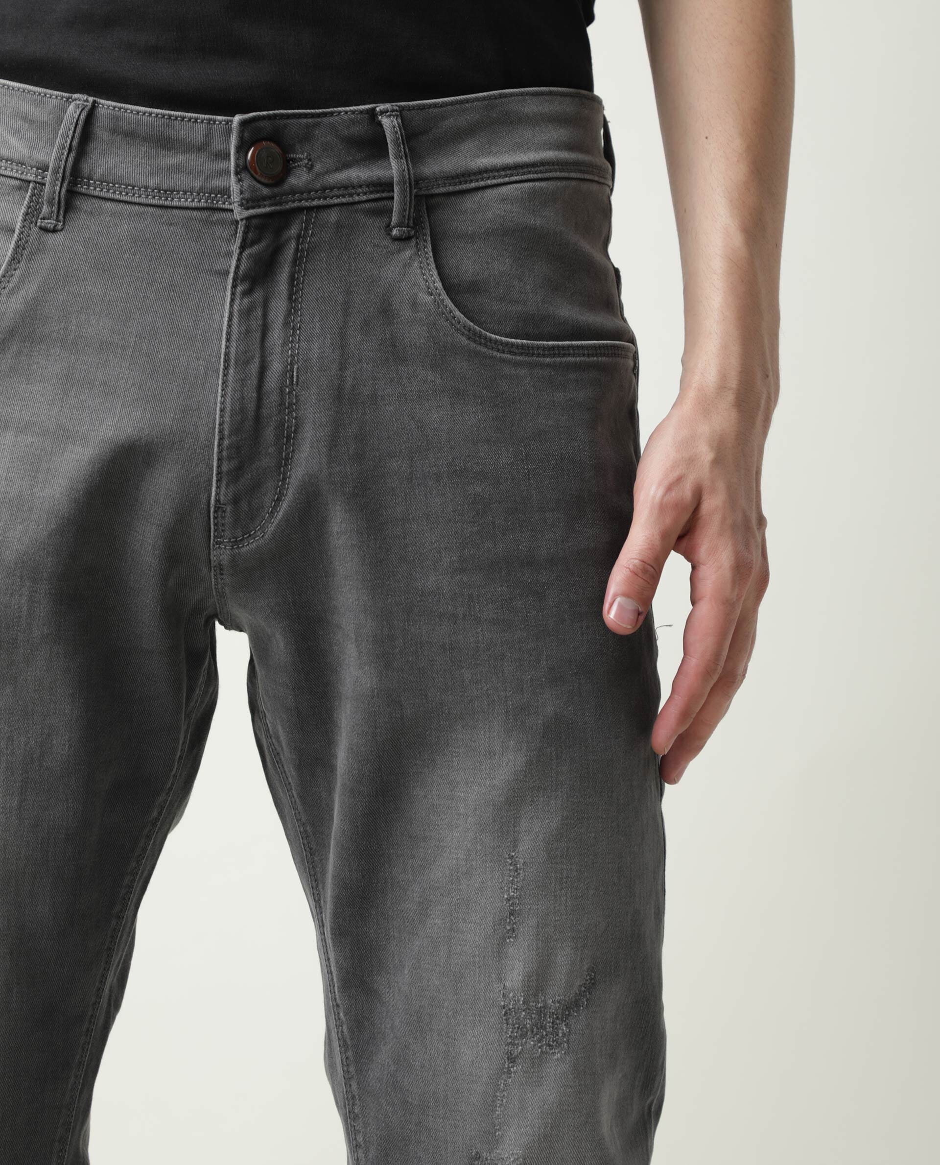 Rare Rabbit Men's Granate Grey Plain Morris Regular Fit Jeans - Image 6