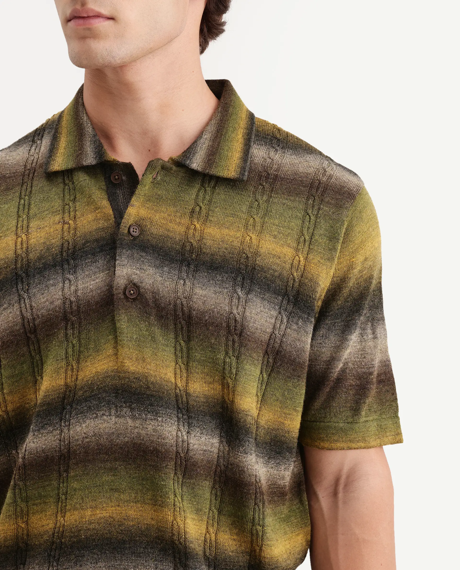 Rare Rabbit Men's Grao Multi-1 Cotton Spread Collar Button Regular Fit Striped Polo - Image 3