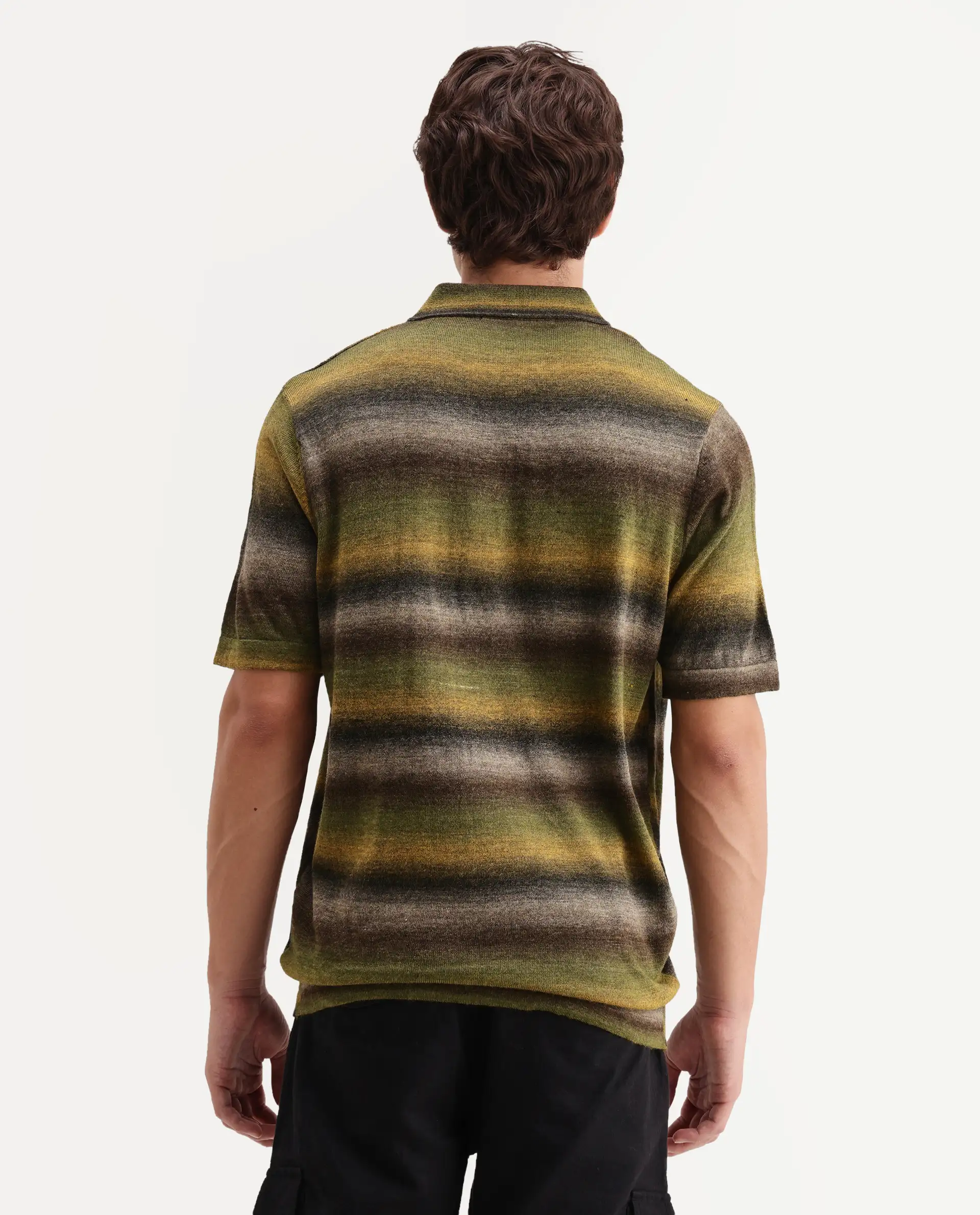 Rare Rabbit Men's Grao Multi-1 Cotton Spread Collar Button Regular Fit Striped Polo - Image 7