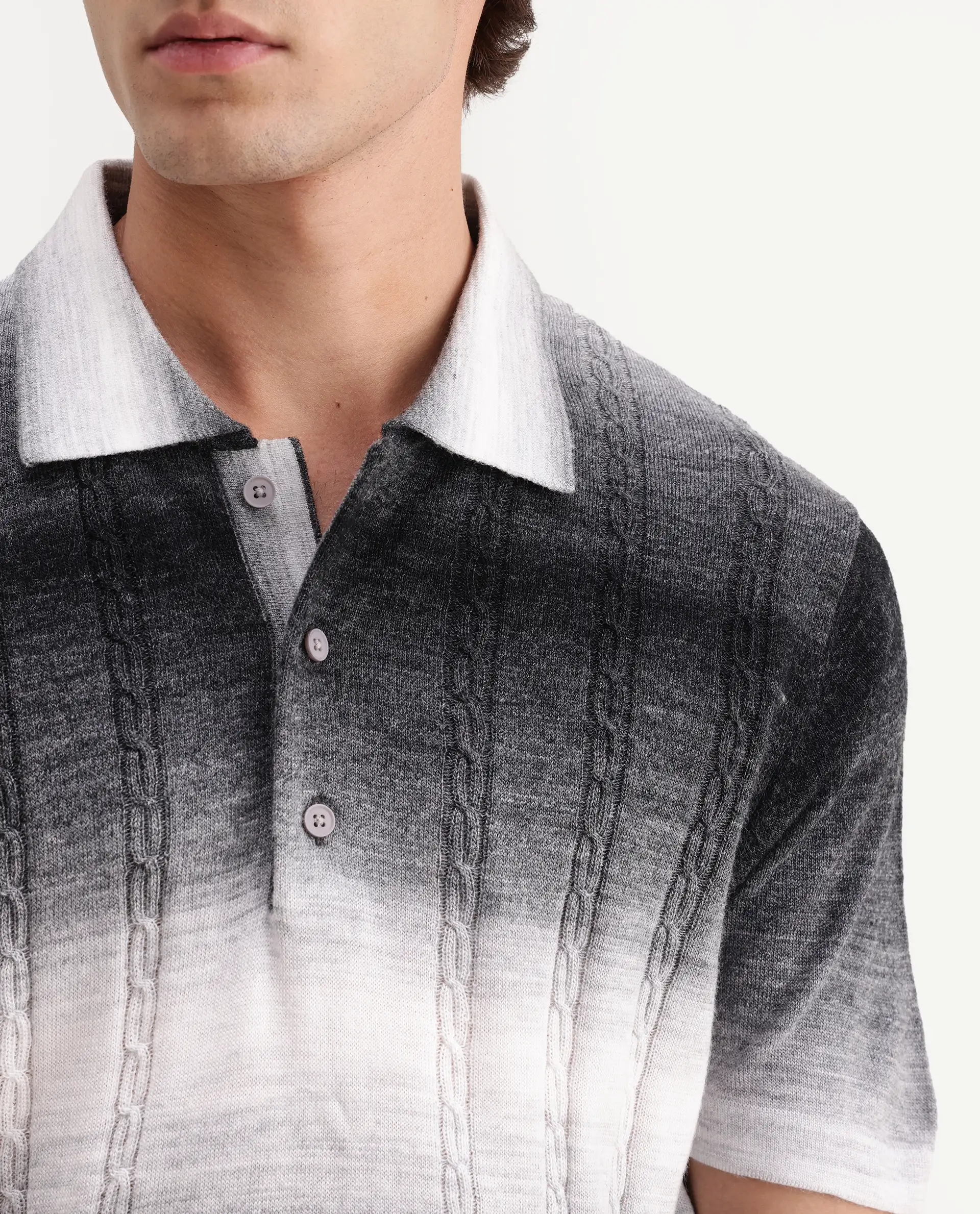 Rare Rabbit Men's Grao Multi-2 Cotton Spread Collar Button Regular Fit Striped Polo - Image 3