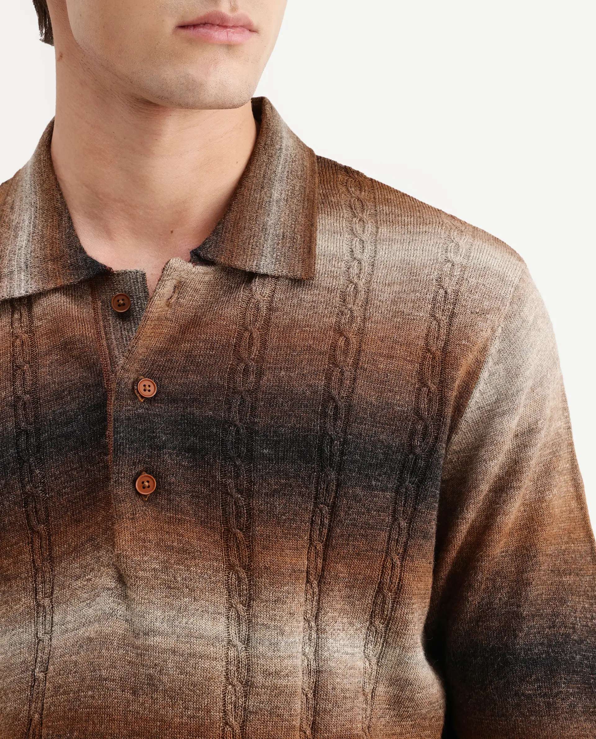 Rare Rabbit Men's Grao Multi-3 Cotton Spread Collar Button Regular Fit Striped Polo - Image 3